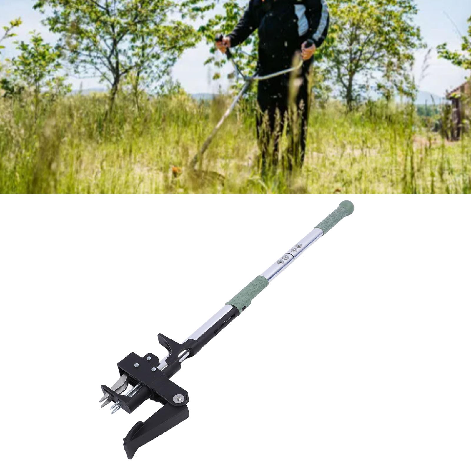 Stand-Unkrautzieher mit 4 Backen, Unkrautstecher aus Edelstahl mit Langem Griff, Abnehmbares Unkrautentferner-Werkzeug für Gartenarbeit und Terrasse