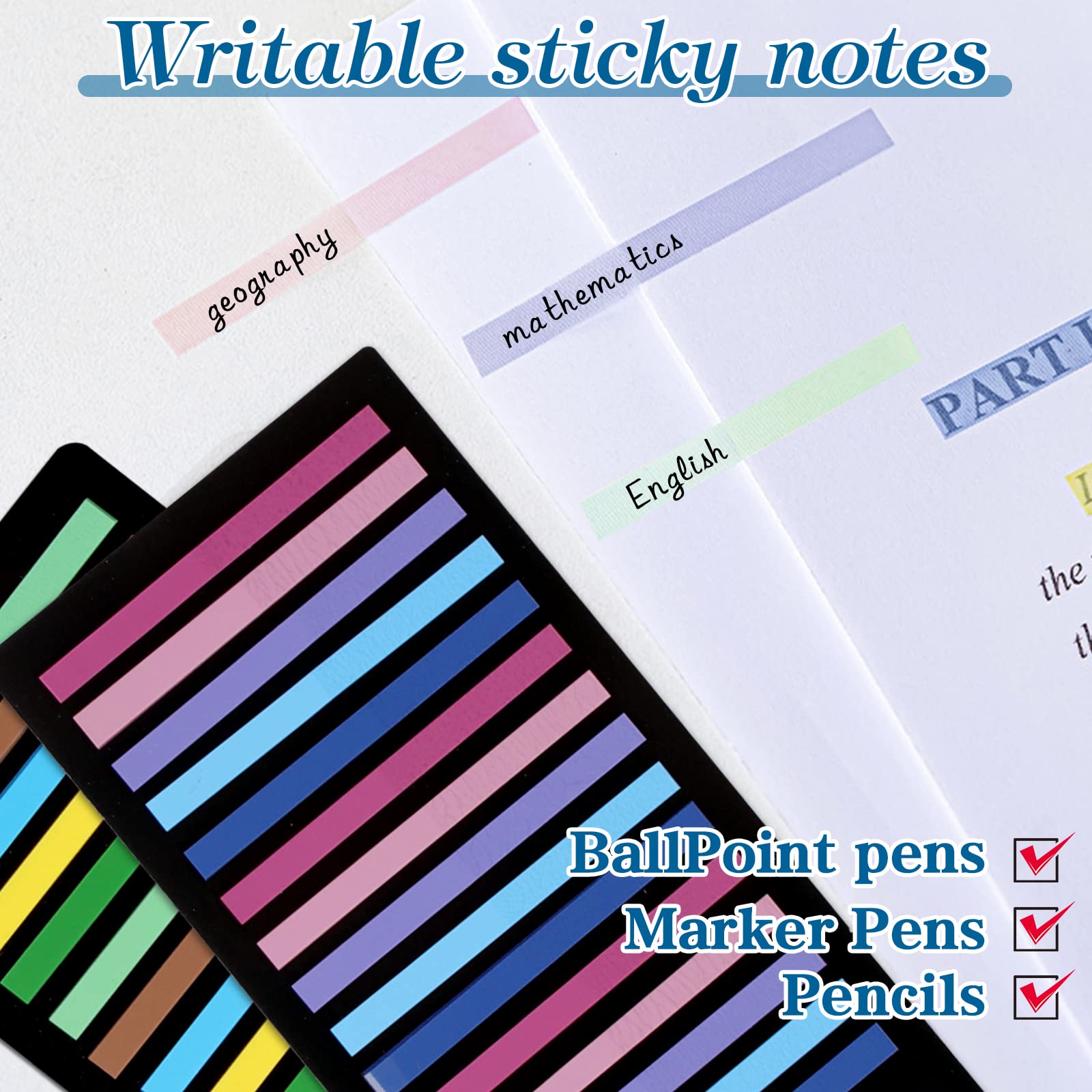 3600 Piezas Marcadores Adhesivos Transparentes, Índices Adhesivos Neón Escribibles, Set de Pestañas de Índice Impermeables para Leer/Tomar/Notas/Clasificar/Oficina/Escuela/Hogar