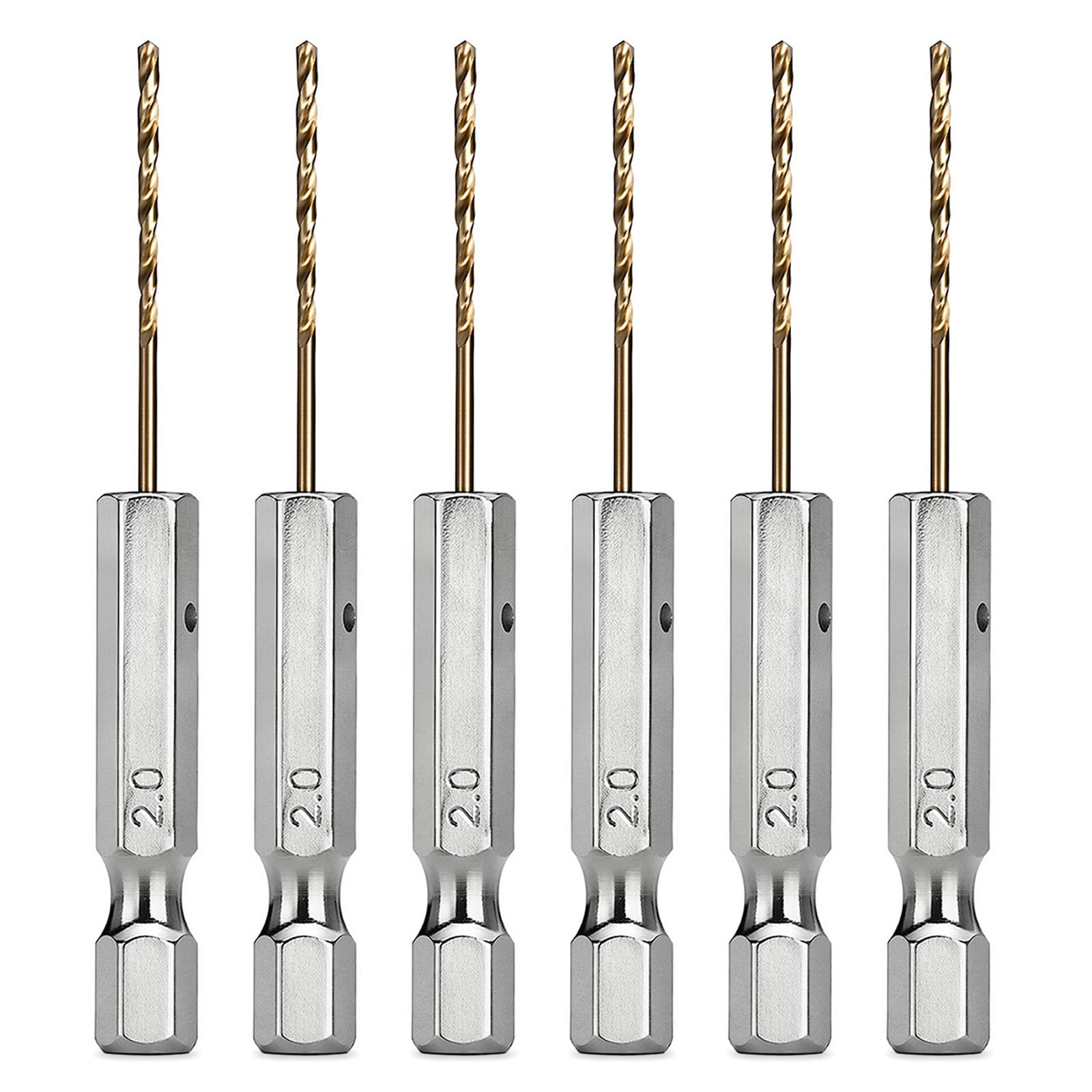 6PCS 2mm Wood Drill Bits Set, Hex Shank Pilot Hole Drill Bits High-Speed Steel, Small Twist Drill Bits for Wood, Metal, Plastic and DIY Projects