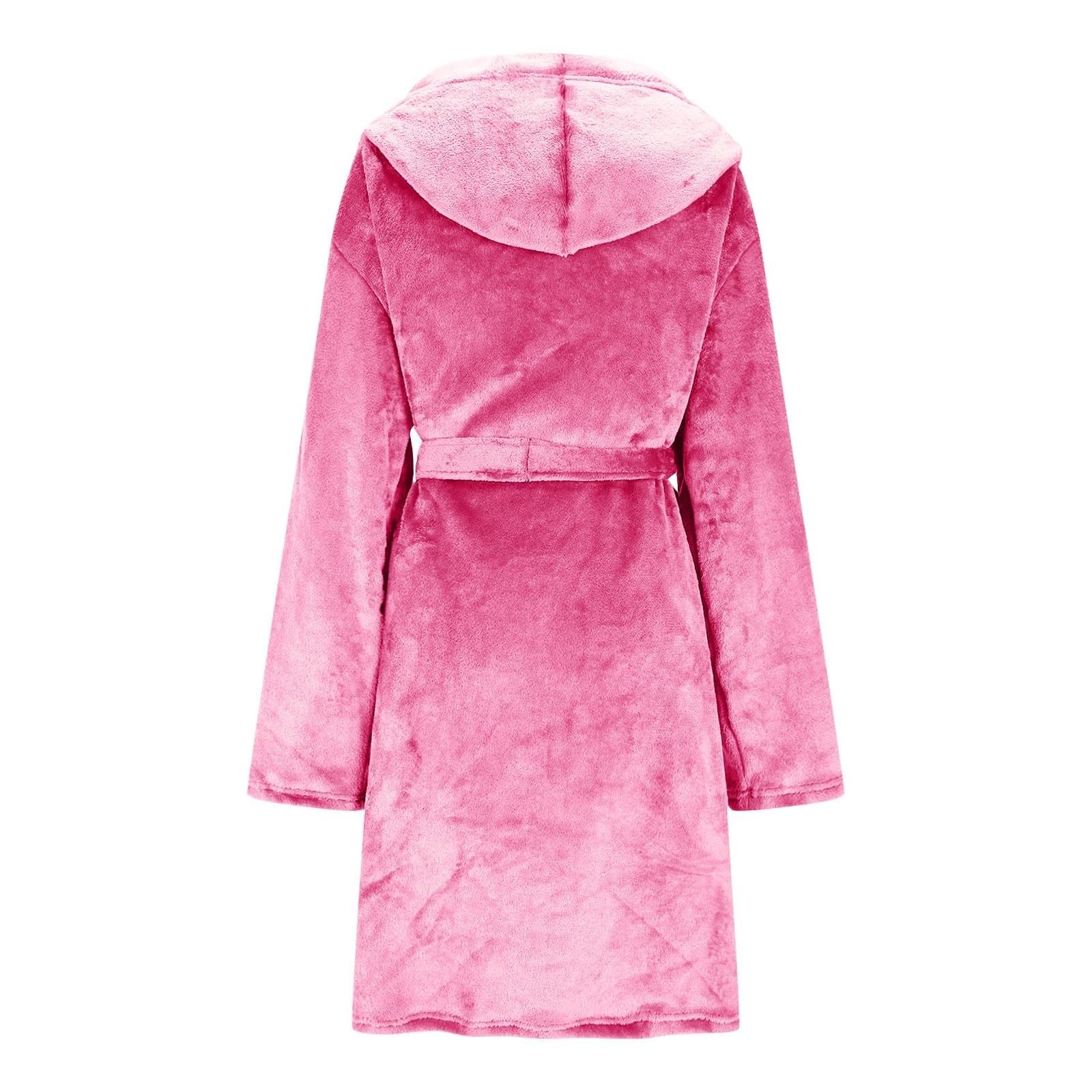 Bademantel Damen Leicht Frottee Kuschelig GroßE GrößEn Flauschig Sauna Damenschlafanzug Flauschiger Kapuzenbademantel mit Taschen Weicher Hausmantel Langarm Freizeitkleid für Winter