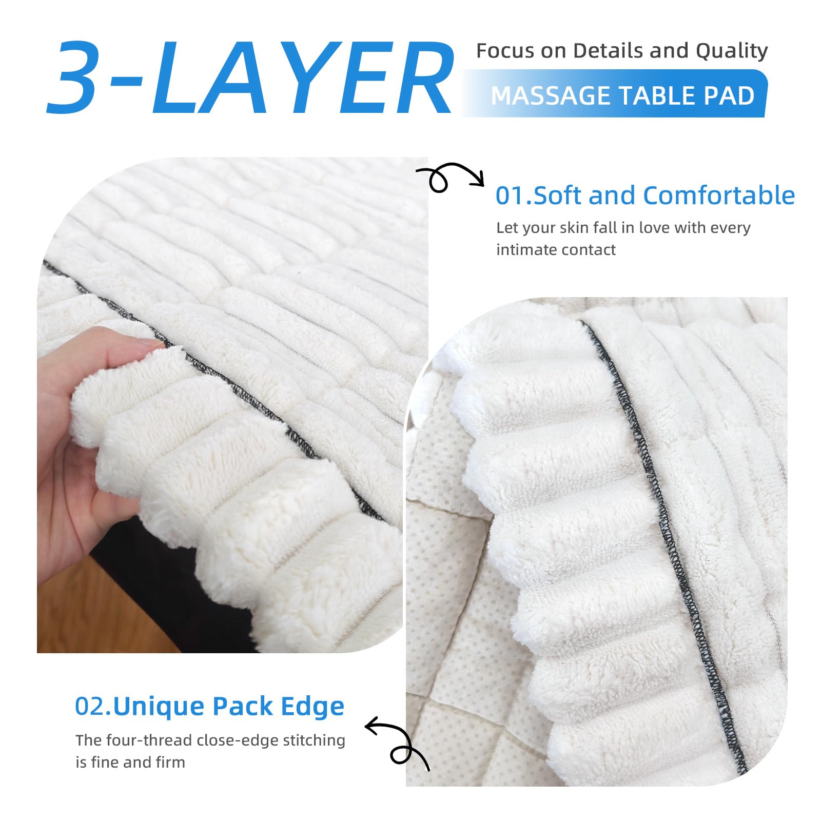 Plush Massage Table Pad with Non-Slip Silicone Bottom, 71 x 28 Inch