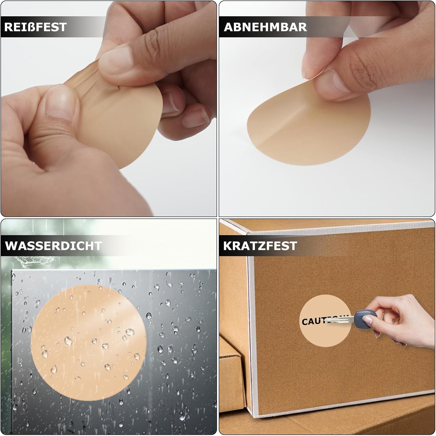 Khaki Circle Thermal Labels Vinyl 1.5 Inch Self-Adhesive Round Stickers Roll Waterproof Printer Decals Name Tag for QR Code DIY Office Address 500 PCS - Image 7