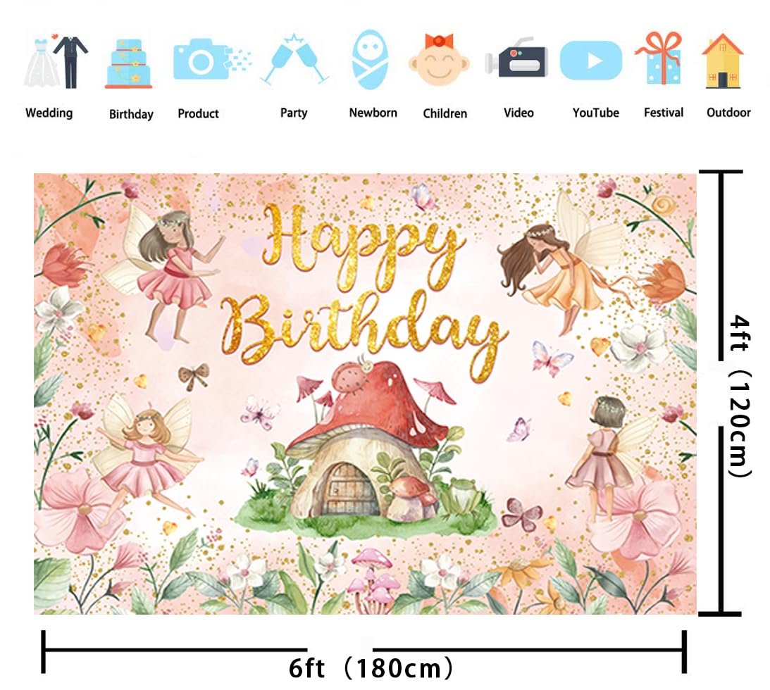 Avezano Sfondo floreale per feste di compleanno, fiabe viola paese delle meraviglie principessa sfondo fotografico decorazione per ragazze fata festa di compleanno banner forniture (2,1 x 1,5 m