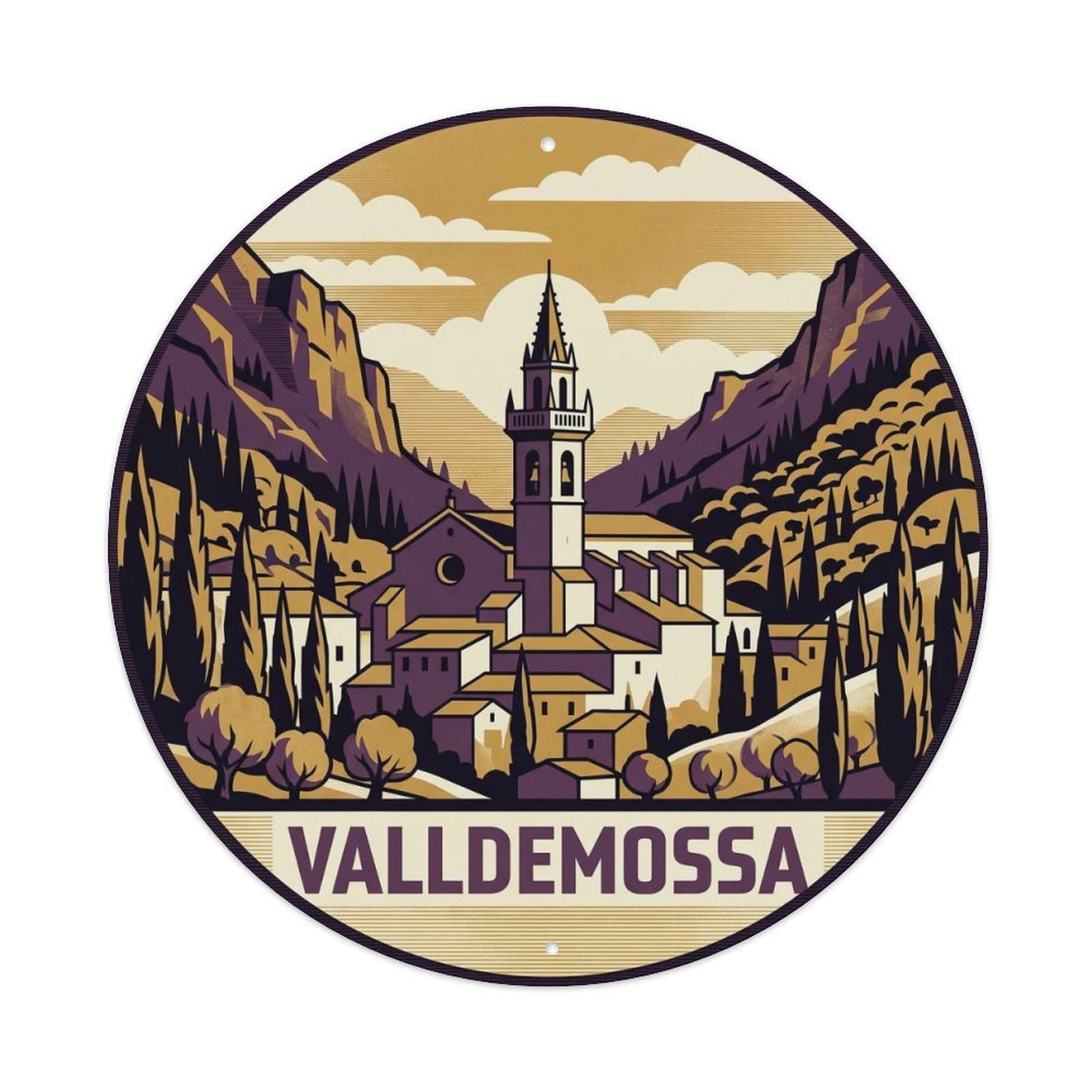 Okahys 8X8inch Classic Style Mallorca Valldemossa Charterhouse Mediterranean Island Metal Tin Sign