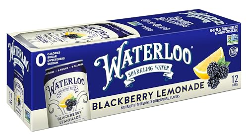 Waterloo Sparkling Water, Blackberry Lemonade - Latas de 12 onzas líquidas con sabor natural, paquete de 12 unidades, cero calorías, cero azúcar o