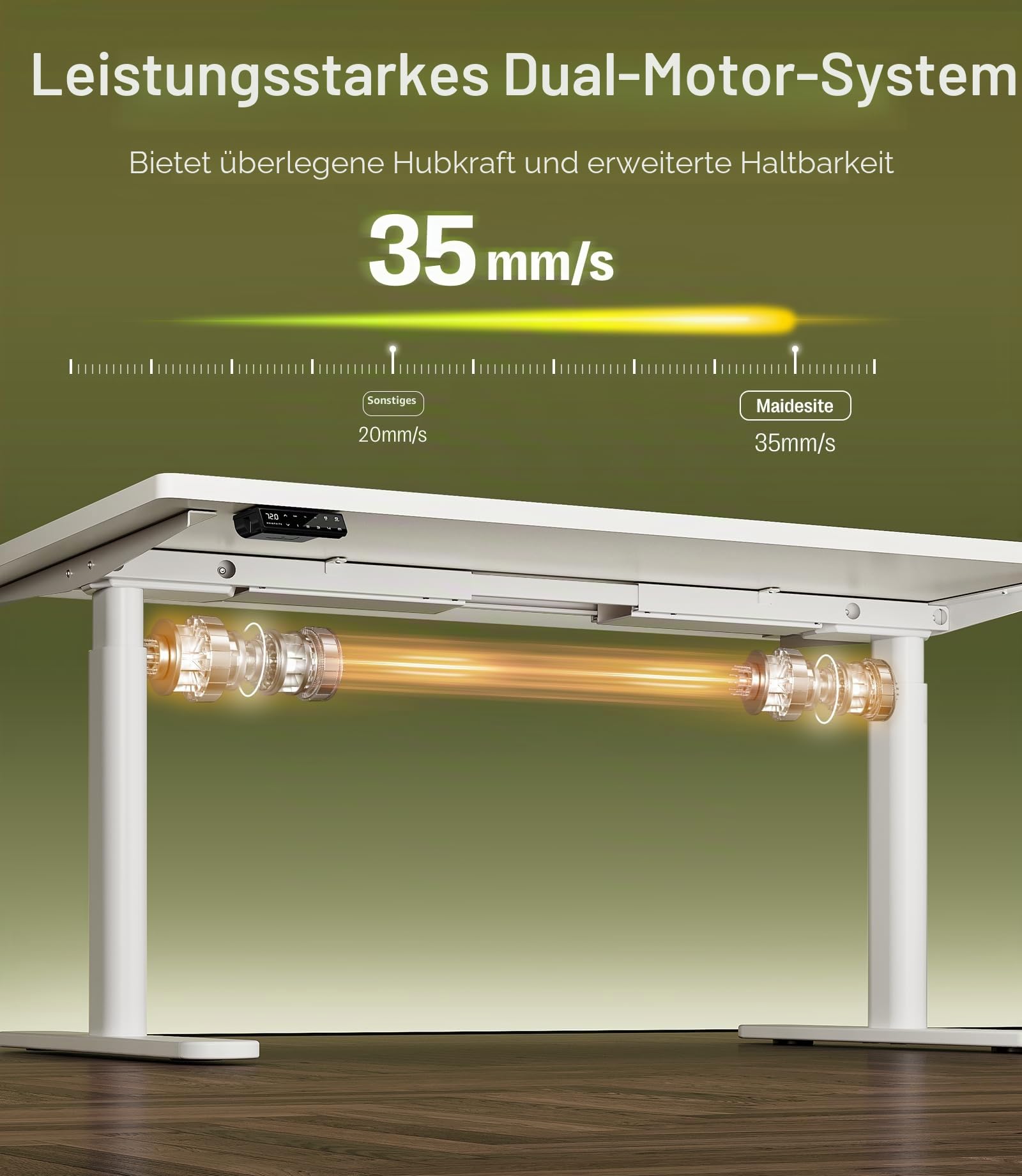 MAIDeSITe Elektrisch höhenverstellbarer Schreibtisch 160x80cm Ovale Beine Stehschreibtisch Energieeffizient‌, Leise Dualmotoren,Tragfähigkeit 180kg mit 4 Höhenspeicherein und Alarmfunktion-S2 Pro Art