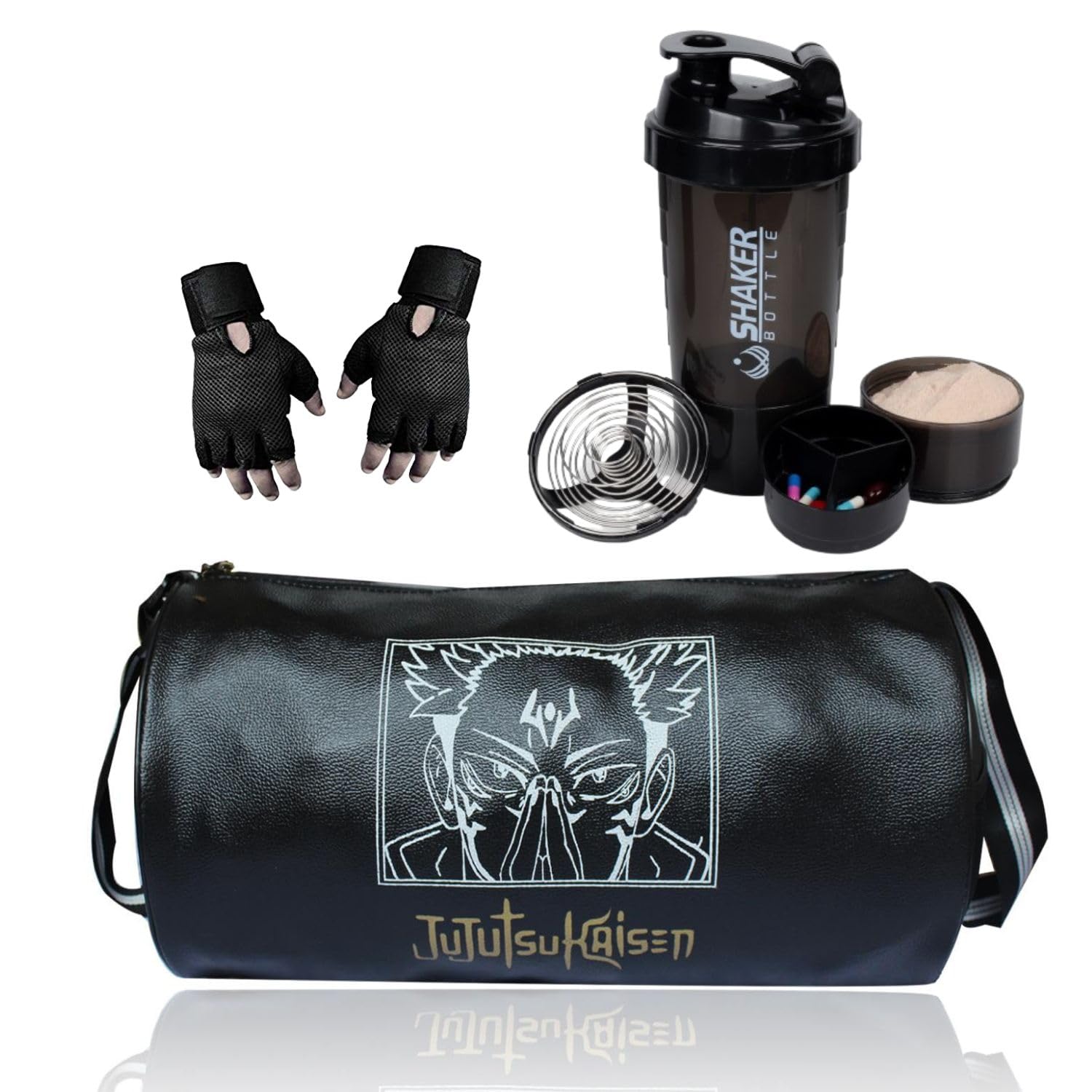 jais boy - we made for young generation Jaisboy Jujutsu Kaisen Gym Bag Set with Protein Shaker Bottle, Workout Gloves, Black-picture-27