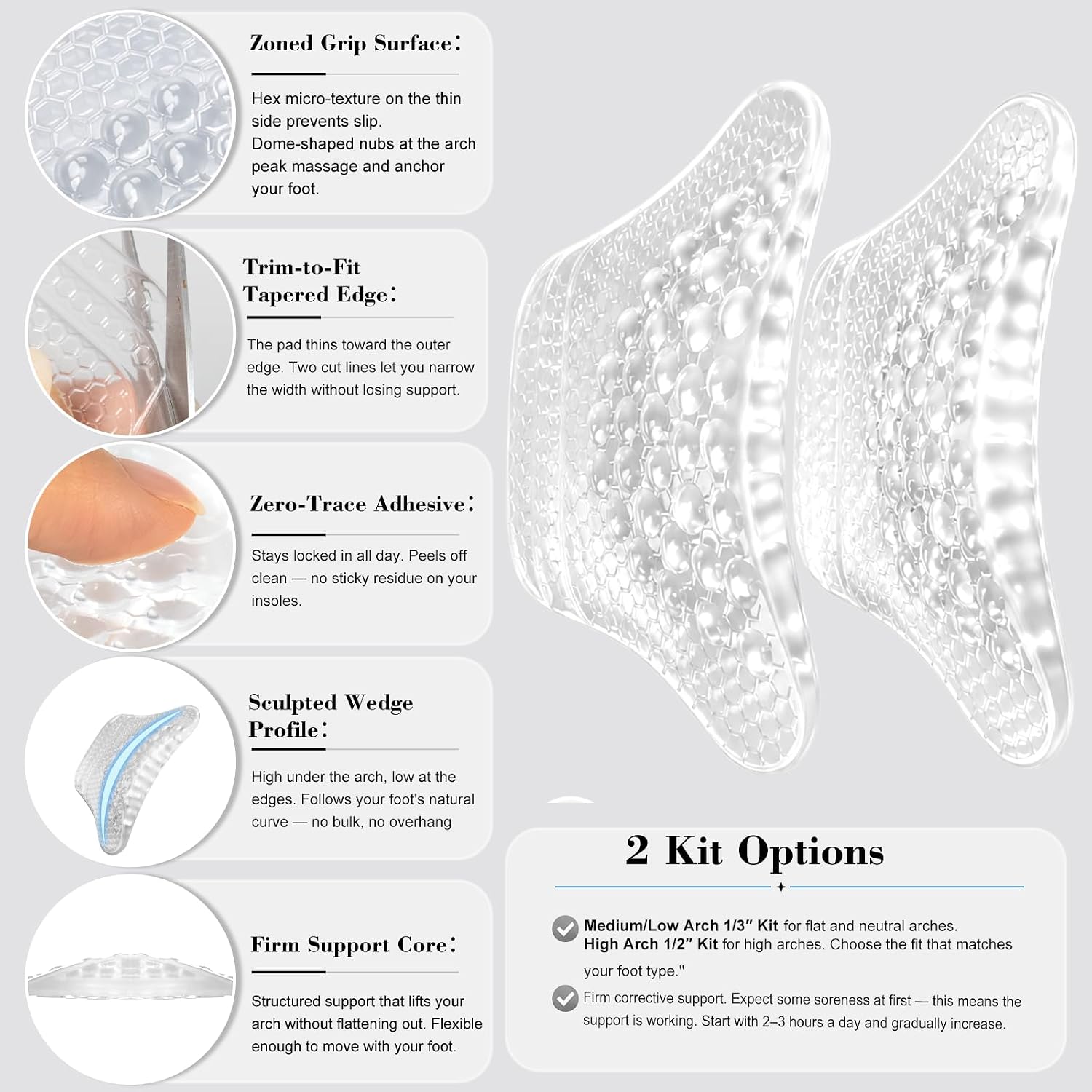 Arch Support Inserts & Heel Pads for Women – High Arch Support, Plantar Fasciitis Relief, Heel Grips & Shoe Fillers for Loose Shoes Too Big