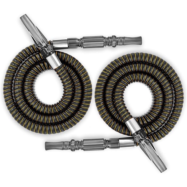 2 Pack Hookah Hose Washable 39 Shisha Hose Acrylic Handle Leather Wrapped Pipe For Small Hookah Set Black2
