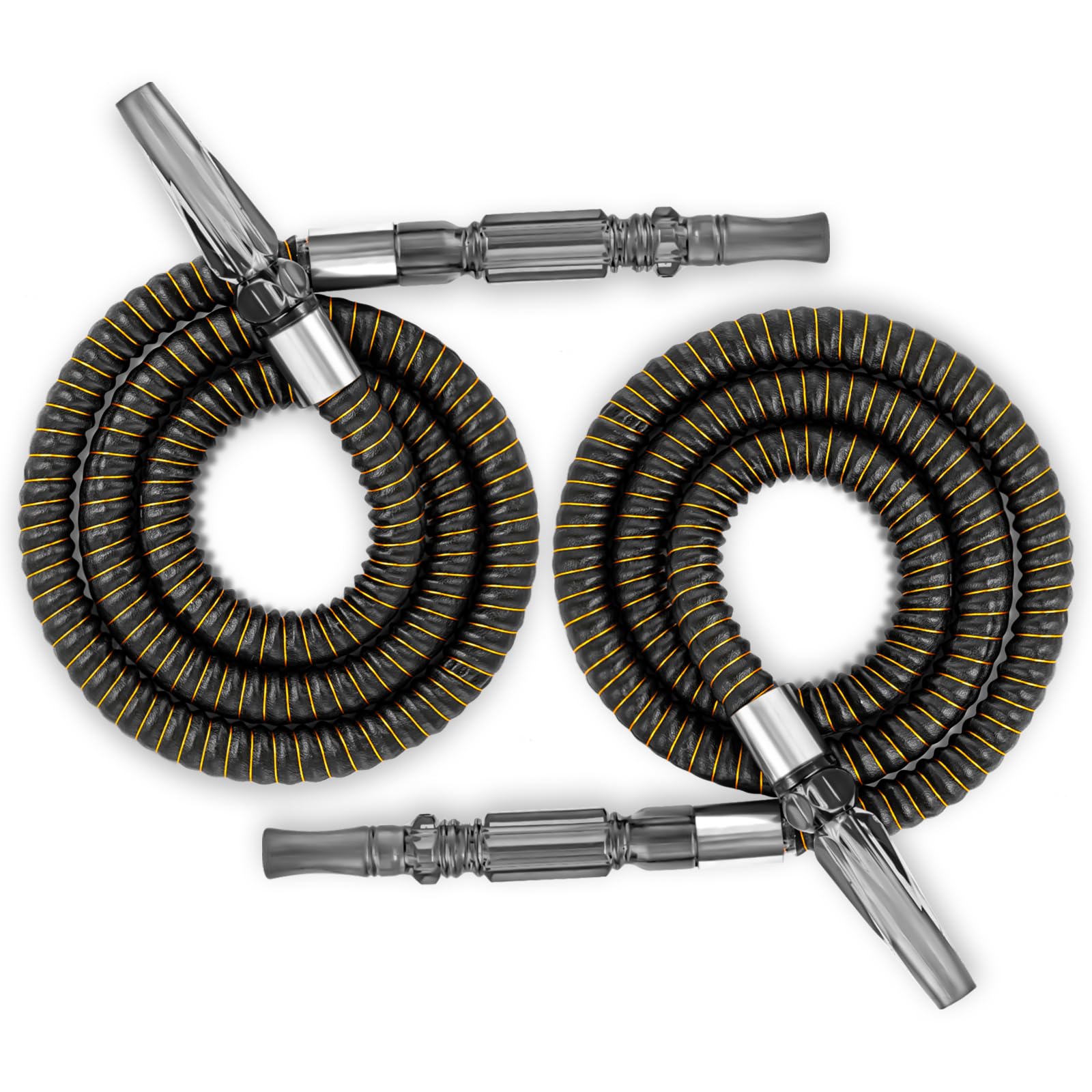 2 Pack Hookah Hose Washable 39 Shisha Hose Acrylic Handle Leather Wrapped Pipe For Small Hookah Set Black2