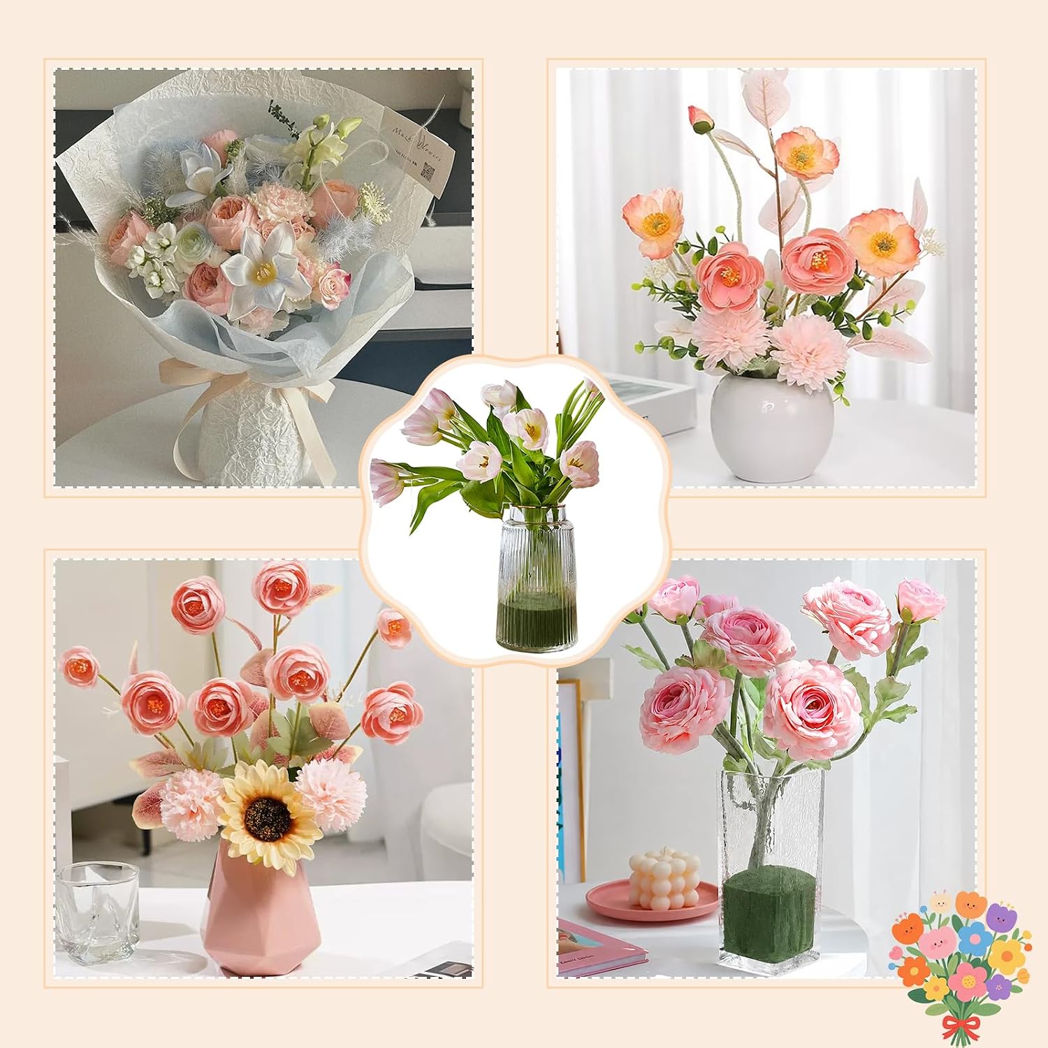 4 Pack Floral Dry Foam Half Balls, 7.52" x 3.97" Florist Supplies