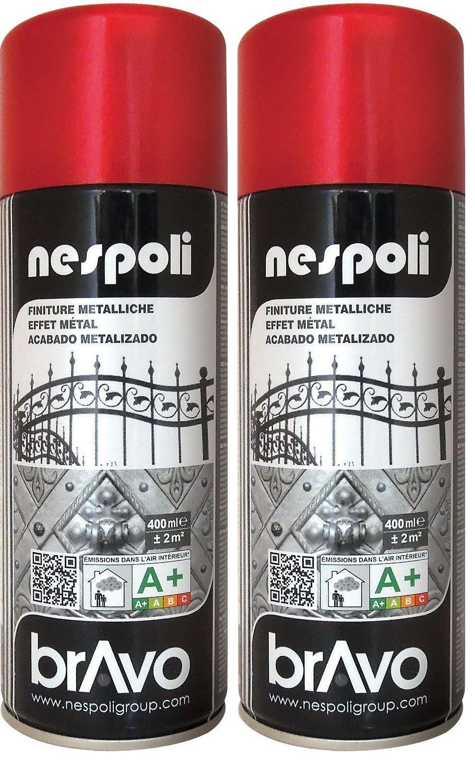 Peinture métallisé rouge Nespoli aérosol 400 ml en lot de 2 flacons