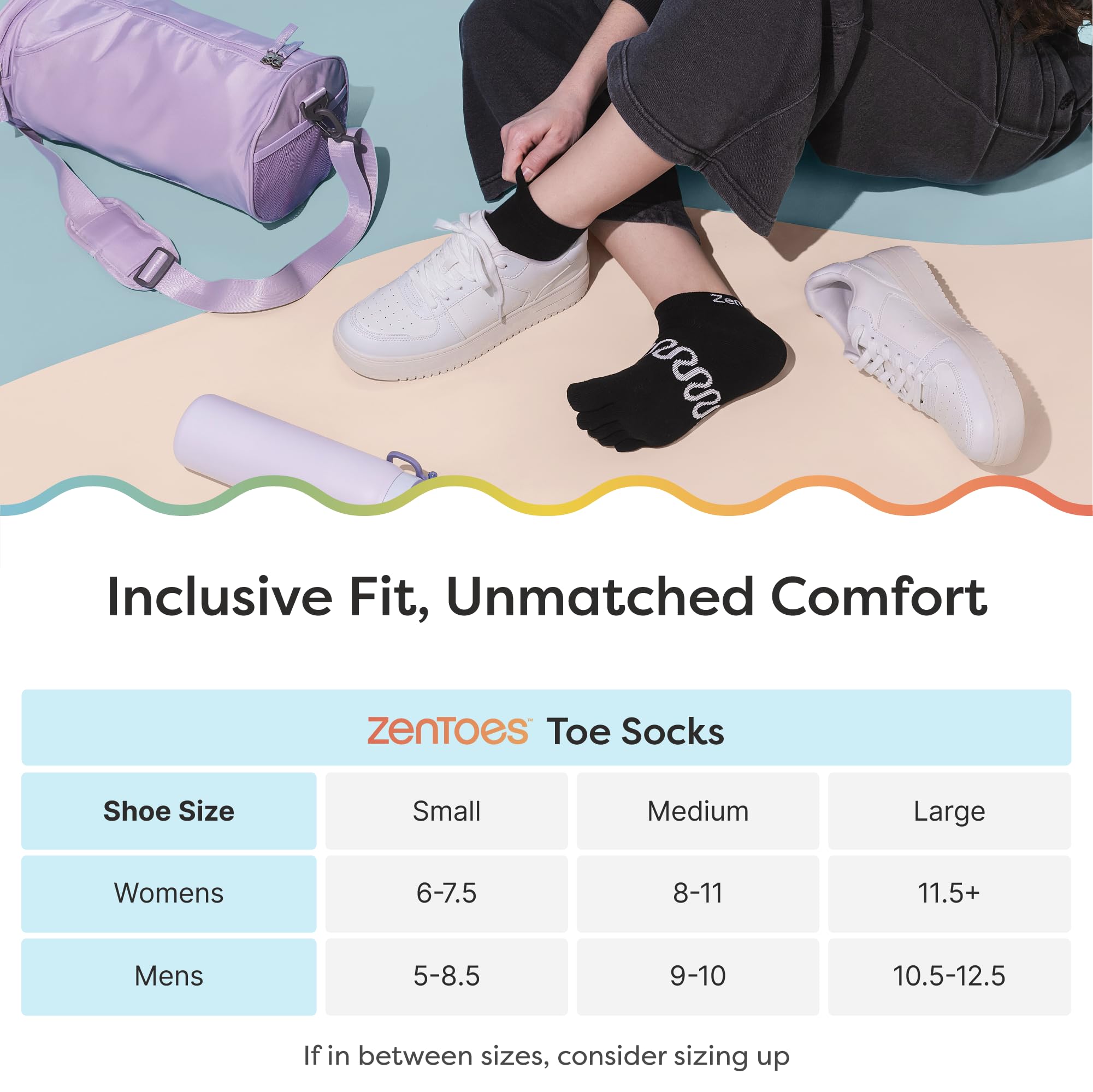 ZenToes Calcetines de pilates con agarres para mujer, antideslizantes, de algodón, con pinzas, para reducir el roce y la prevención de ampollas (L, negro)