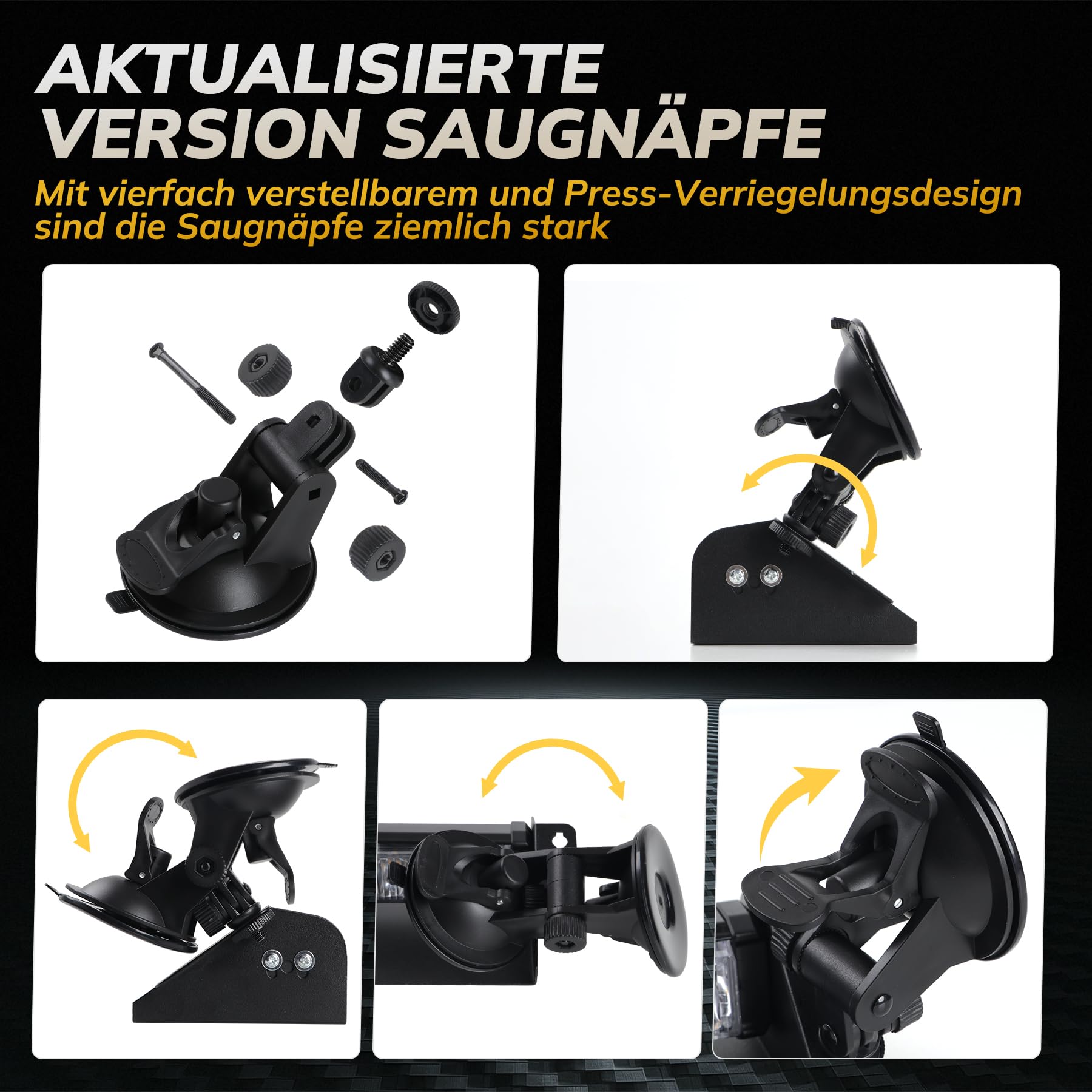 16 Zoll LED-Notwarnlicht Warnleuchte - Gelbes Stärke Blinklicht - LED Stroboskop-Lichtleiste Bernstein Gelb für Auto & LKW - 24 LEDs, 9 Blinkmodi, 4 Saugnäpfe (Orange)
