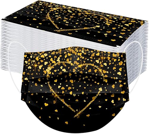 Paquete de 50 mascarillas desechables para mujer día de San Valentín vacaciones parejas transpirables con filtro de 3 capas