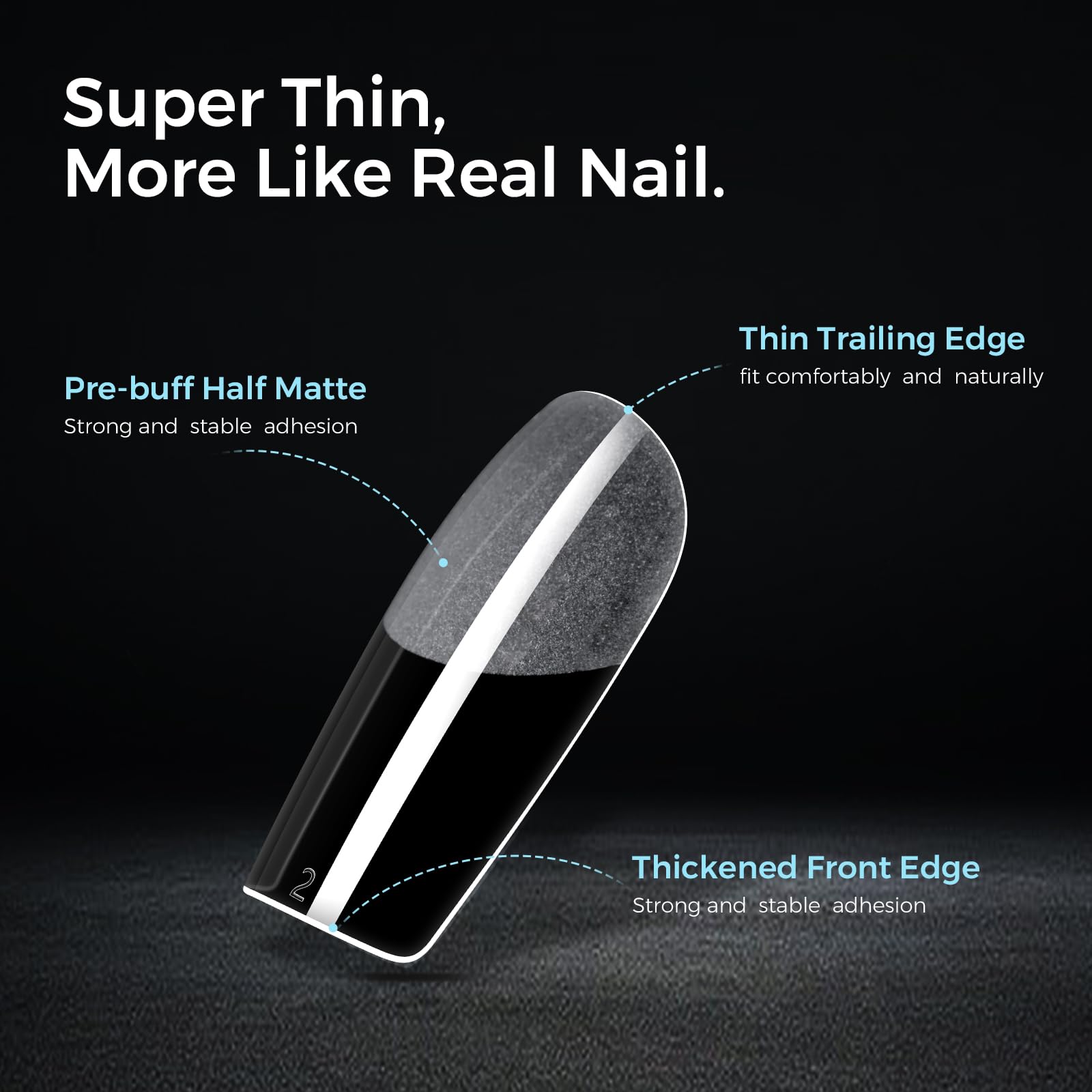 TOMICCA Medium Square Nail Tips, 240PCS Half Matte Press on Gel Nail Tips - Image 4