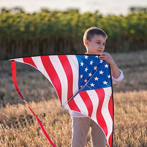 Miniatura 4 de YFAFENGS Cometa Delta para niños y adultos fácil de volar, cometa de playa para principiantes para juegos al aire libre con línea y mango