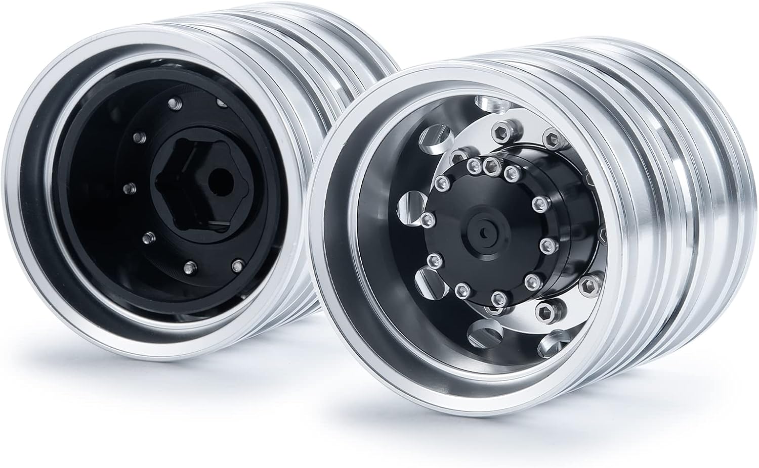 Que-T 4pcs/Set Metal Rear Wheel Rims Hubs for 1:14 Tamiya Trailer Tractor Truck Climbing RC Car