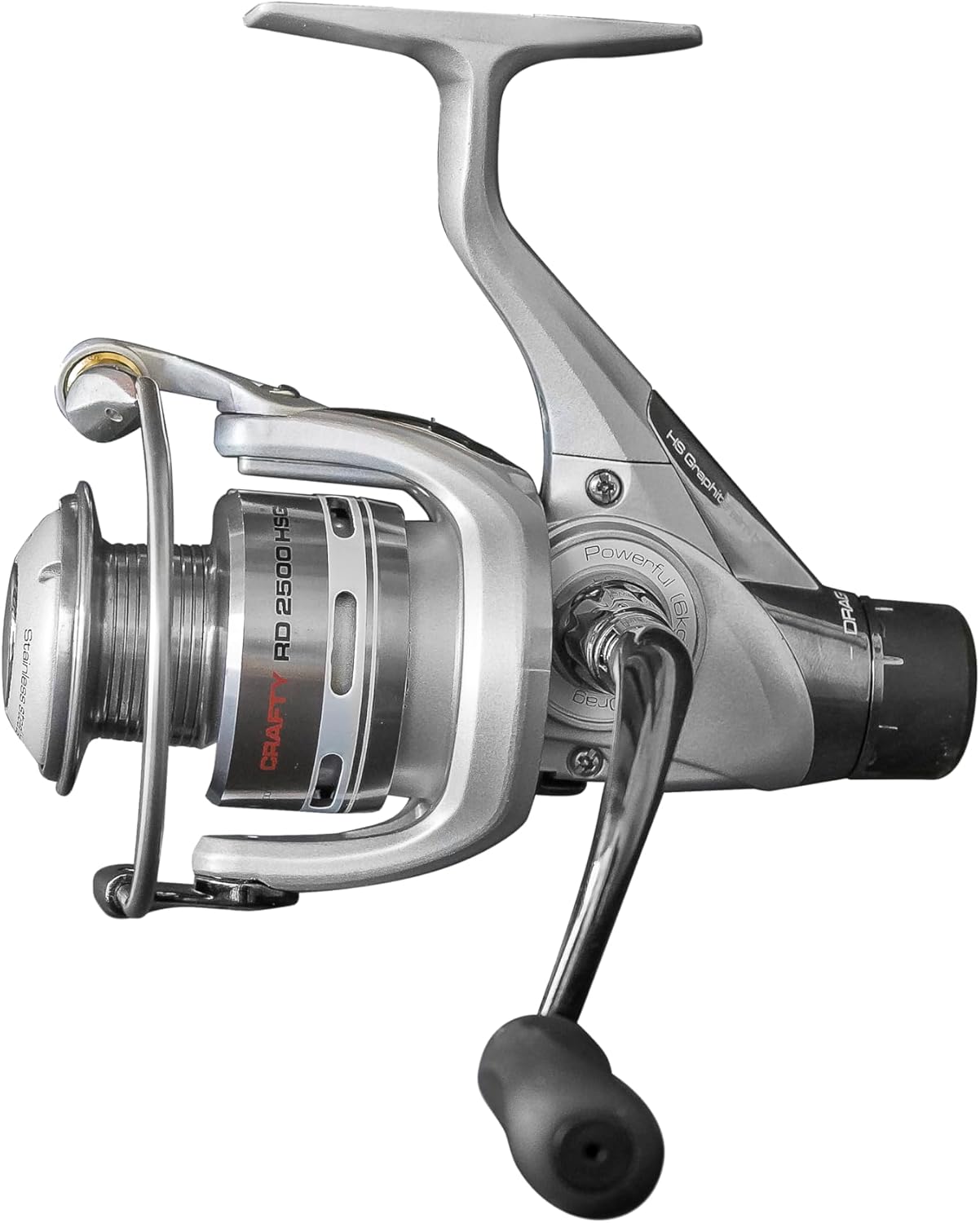 Cinnetic Crafty Rear Drag Spinning Reel, 4SS+1 Ball Bearings, 5.1:1 Gear Ratio, 13 lb. Drag Force, Aluminum Spool, Spare Spool