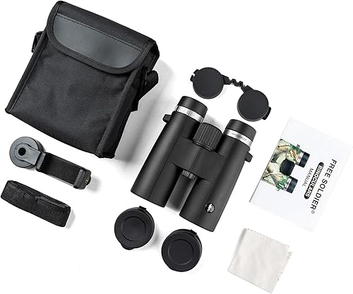 Miniatura 6 de FREE SOLDIER Prismáticos de 12 × 42 para adultos y niños, prismáticos compactos HD impermeables de alta potencia para observación de aves, caza,