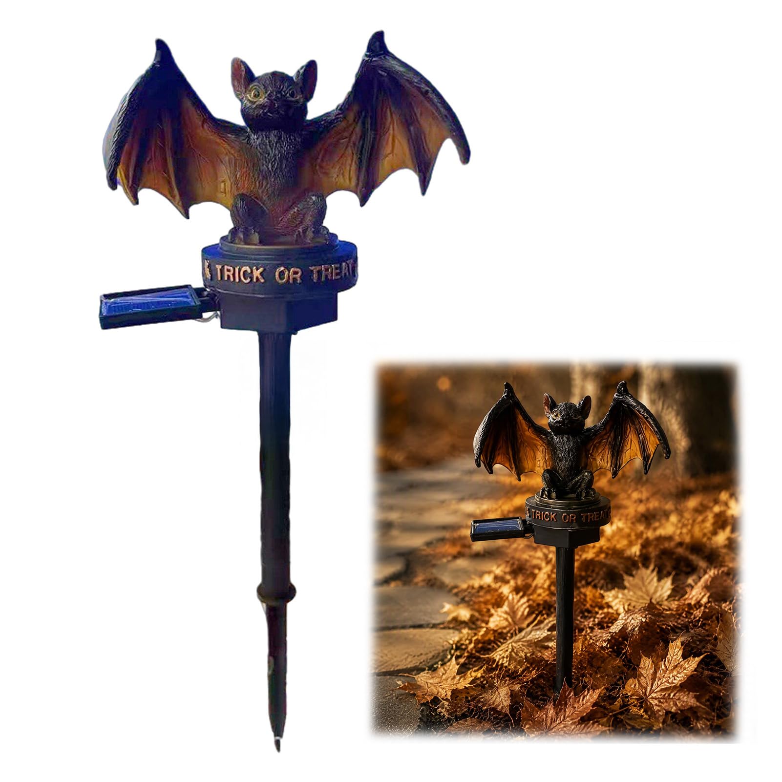 ZhzeYun Halloween Lights – Solar Black Bat Garden Stake Light，1