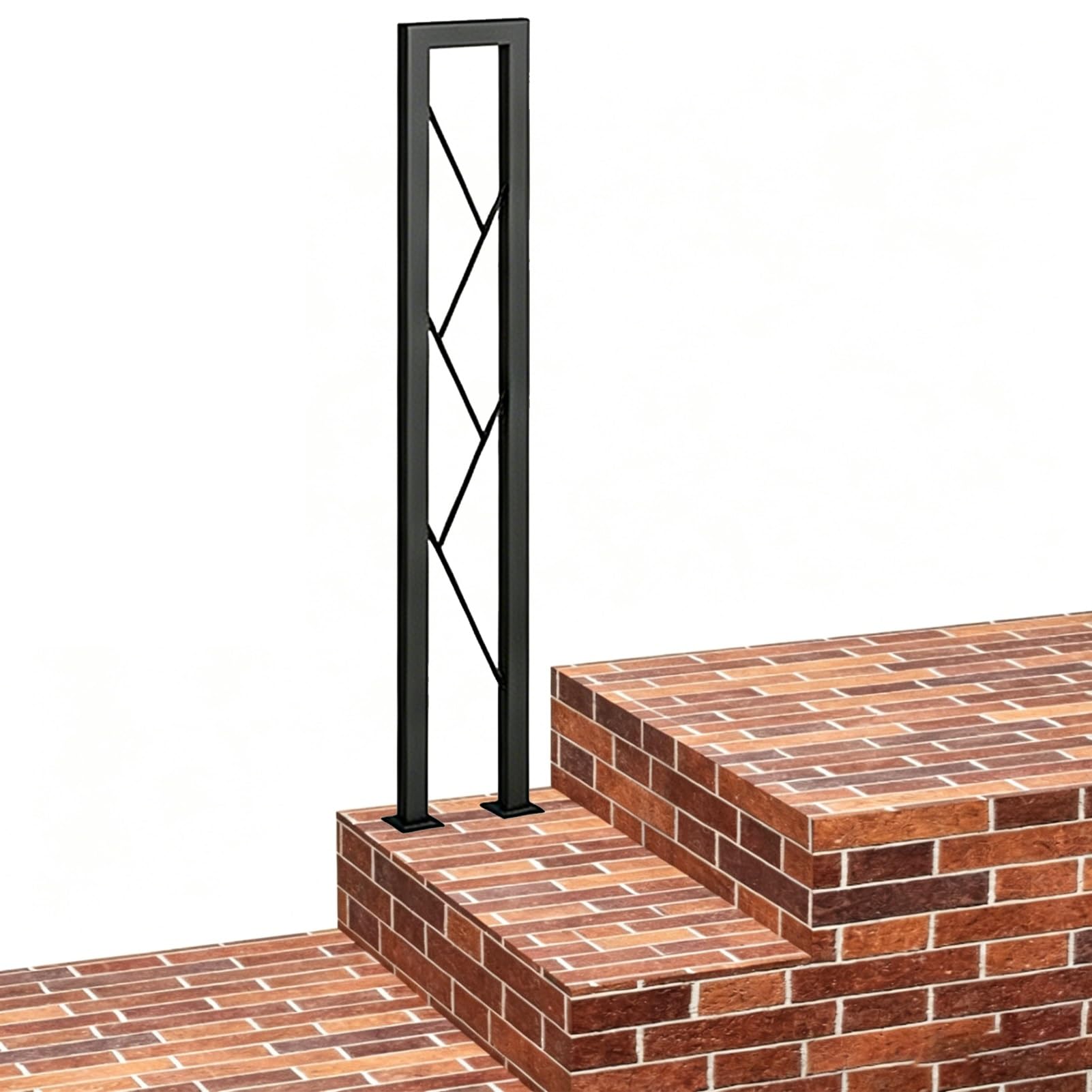Modern Stair Banister Handrail for 1 Steps - Square Tube Design, Transitional Stair Railing Concrete/Wooden Steps with Installation Kit, Black(75cm/30in)