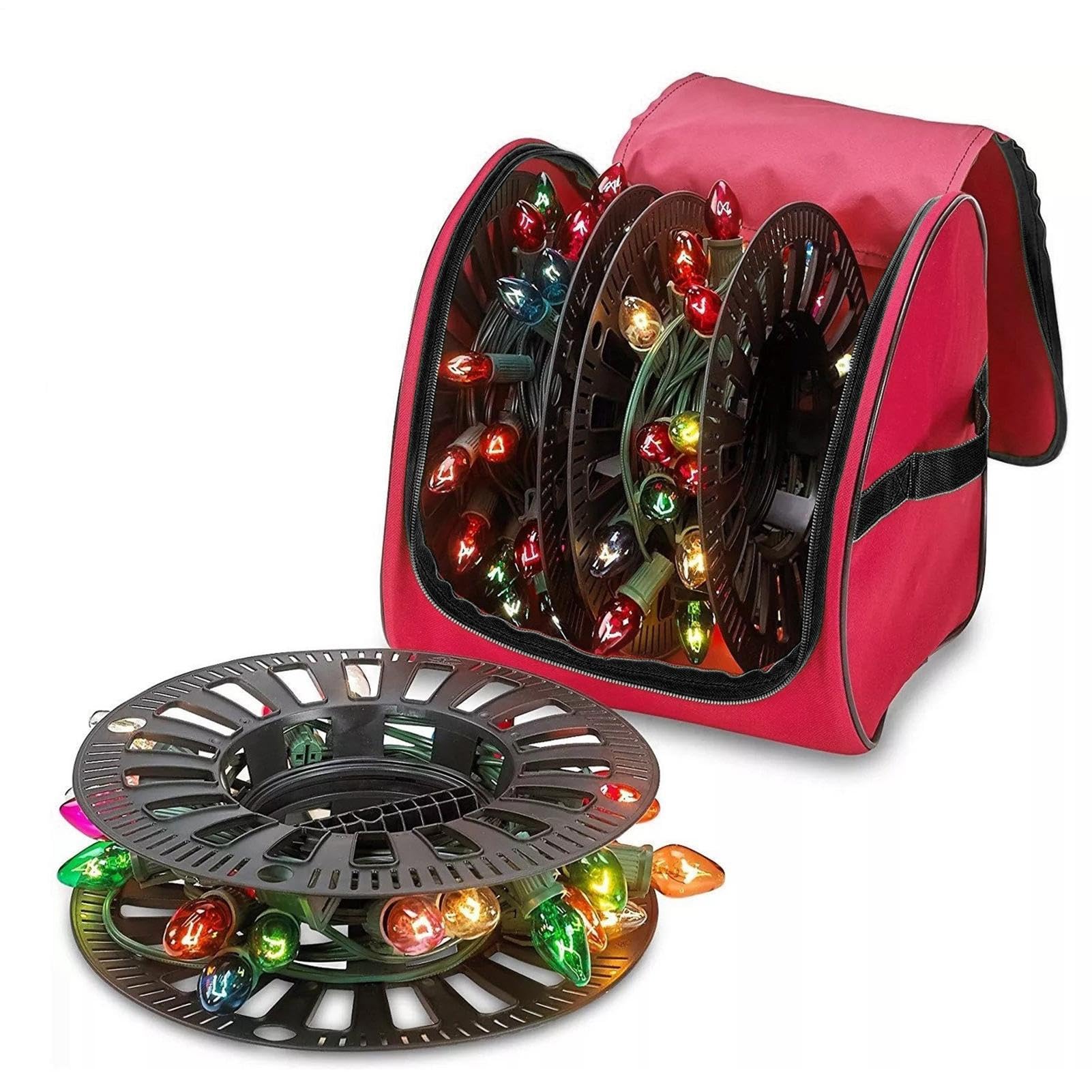 Organizador de luces de Navidad para orden en el desván y mudanzas seguras