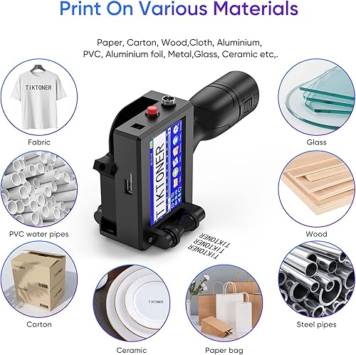 Miniatura 3 de TIKTONER 127T1 Handheld Inkjet Printer 43 Inch LED Touch Screen Quick-Drying Inkjet Coding Machine for Barcode Batch Number Code Date Label Logo