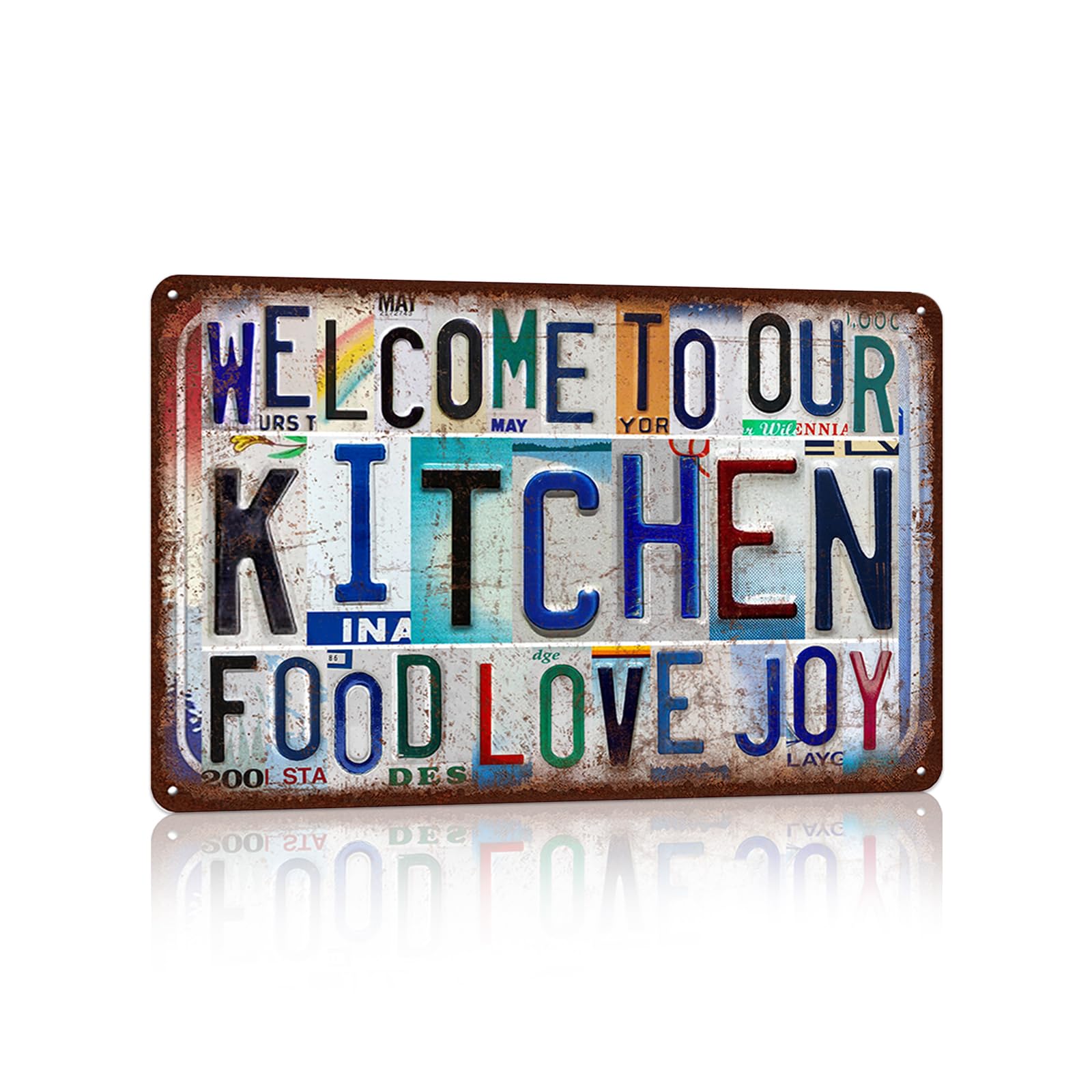 peiyeety Vintage Wall Decor Welcome to Our Kitchen Metal Sign Tin Signs Poster - food love joy