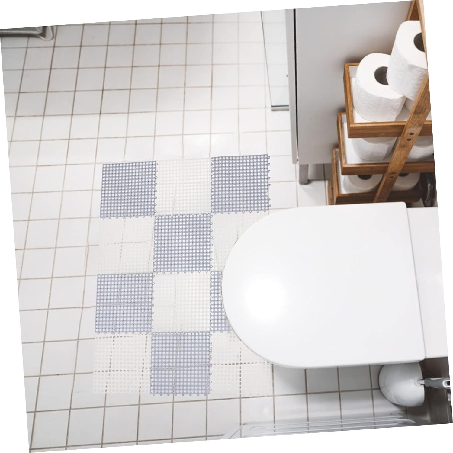 12pcs Skid Bath Mats Bathroom Floor Cushions for Non- Safety Soft Absorbent Pads Grey for Home Kitchen and Living Spaces