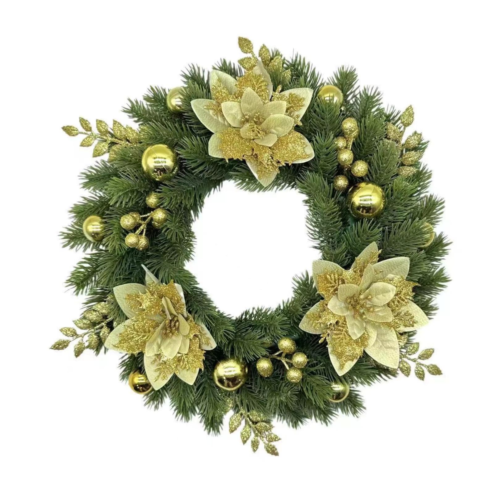 Tsophreniq Illuminated Christmas Wreath Decoration 33CM Battery Operated Door Wreath Hanging Ornament for Wall Mantels Window Glowing Christmas