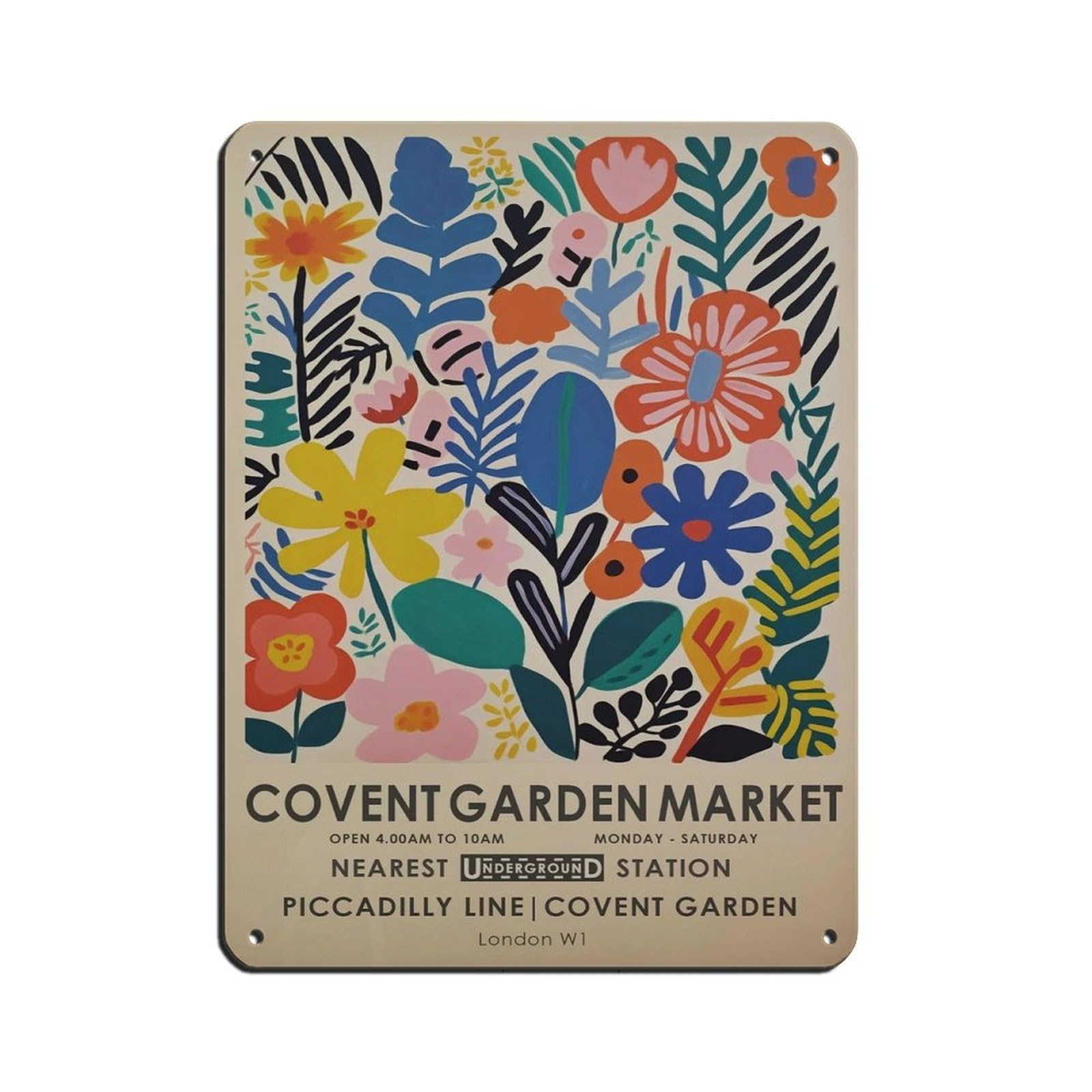 Covent Garden Market,vintage Botanical Art (2) Tin Sign Vintage Metal Pub Club Cafe Bar Home Wall Art Decoration Poster Retro 12x16inch(30x40cm)