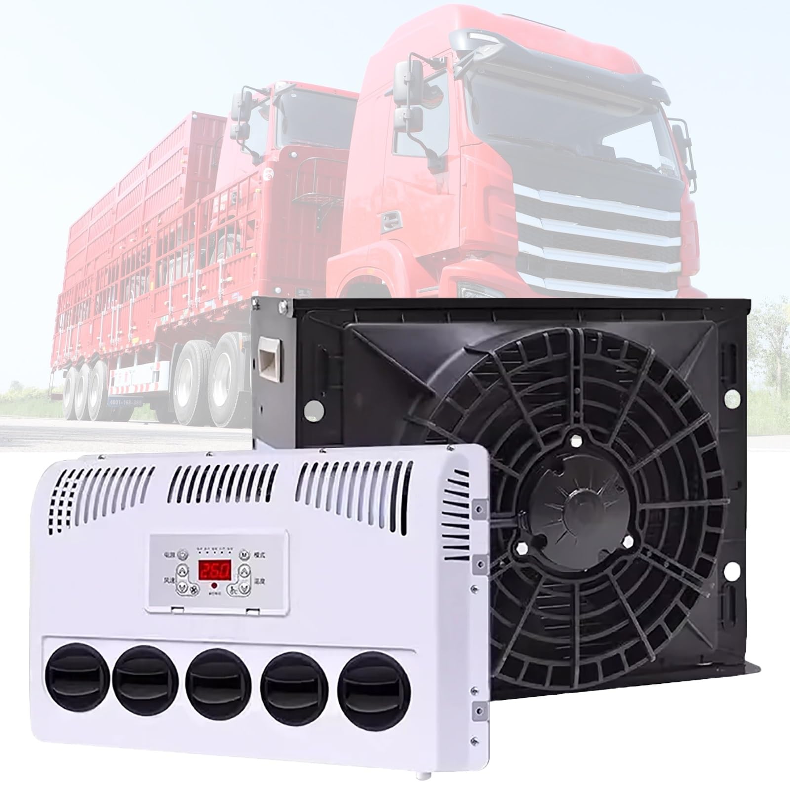 MESOVFCA 24V Portable Air Conditioner, Universal Split AC for Semi Trucks, Buses, Caravans & Excavators, Low Noise Cooling with Remote Control
