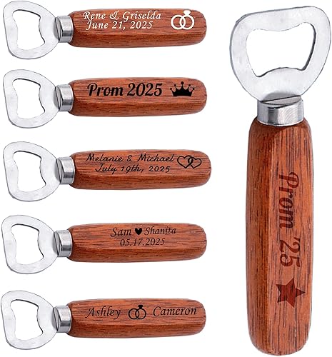 Abridor de botellas de cerveza personalizado, sacacorchos, regalos de fiesta de boda, regalo para invitados, abrebotellas de madera personalizada a