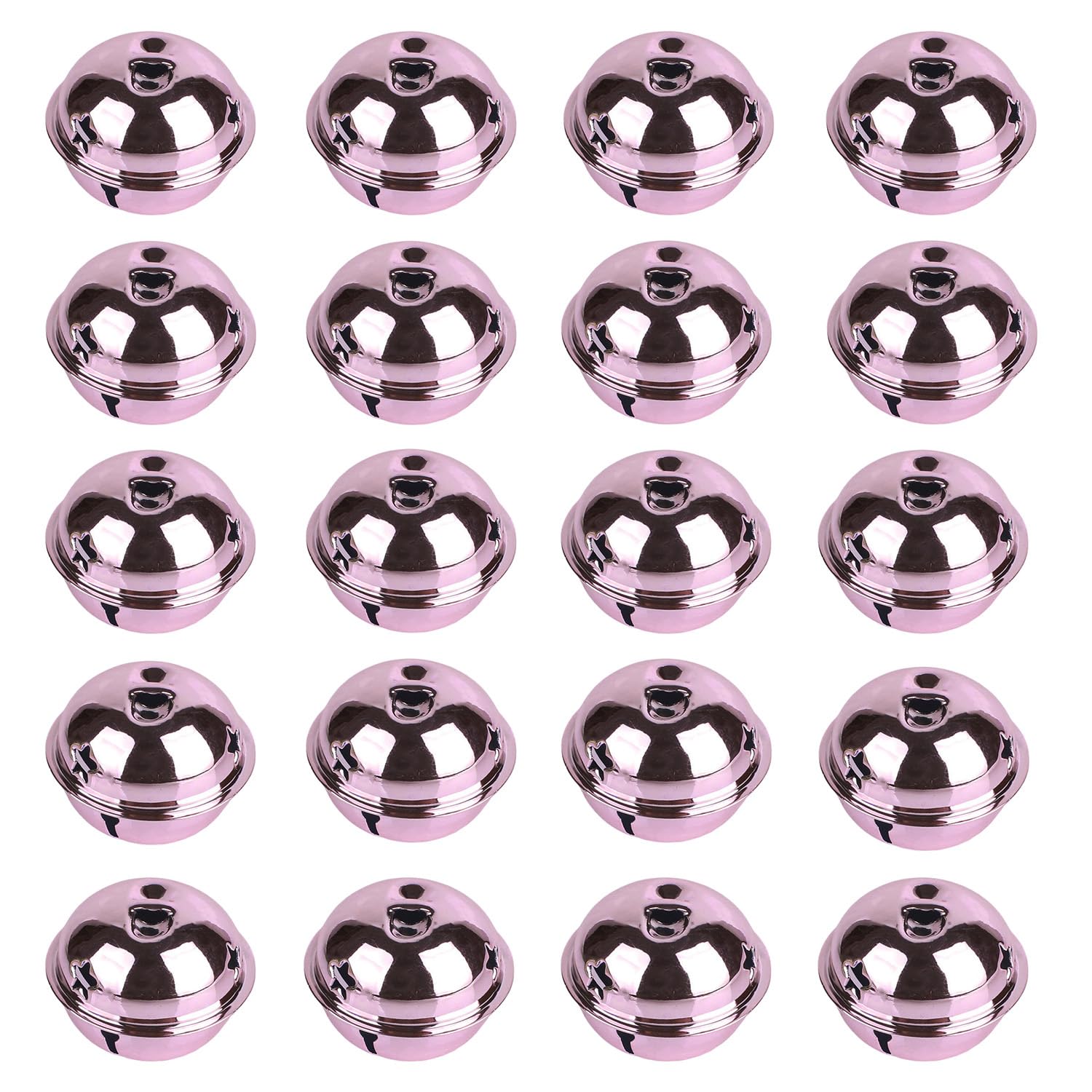 20Pcs Pinkish Christmas Bells, Metal Round Bells, 30mm Bright Colors Jingle Bells for Crafts Christmas Wind Chimes Jewelry Ornaments Holiday Home Party Decoration