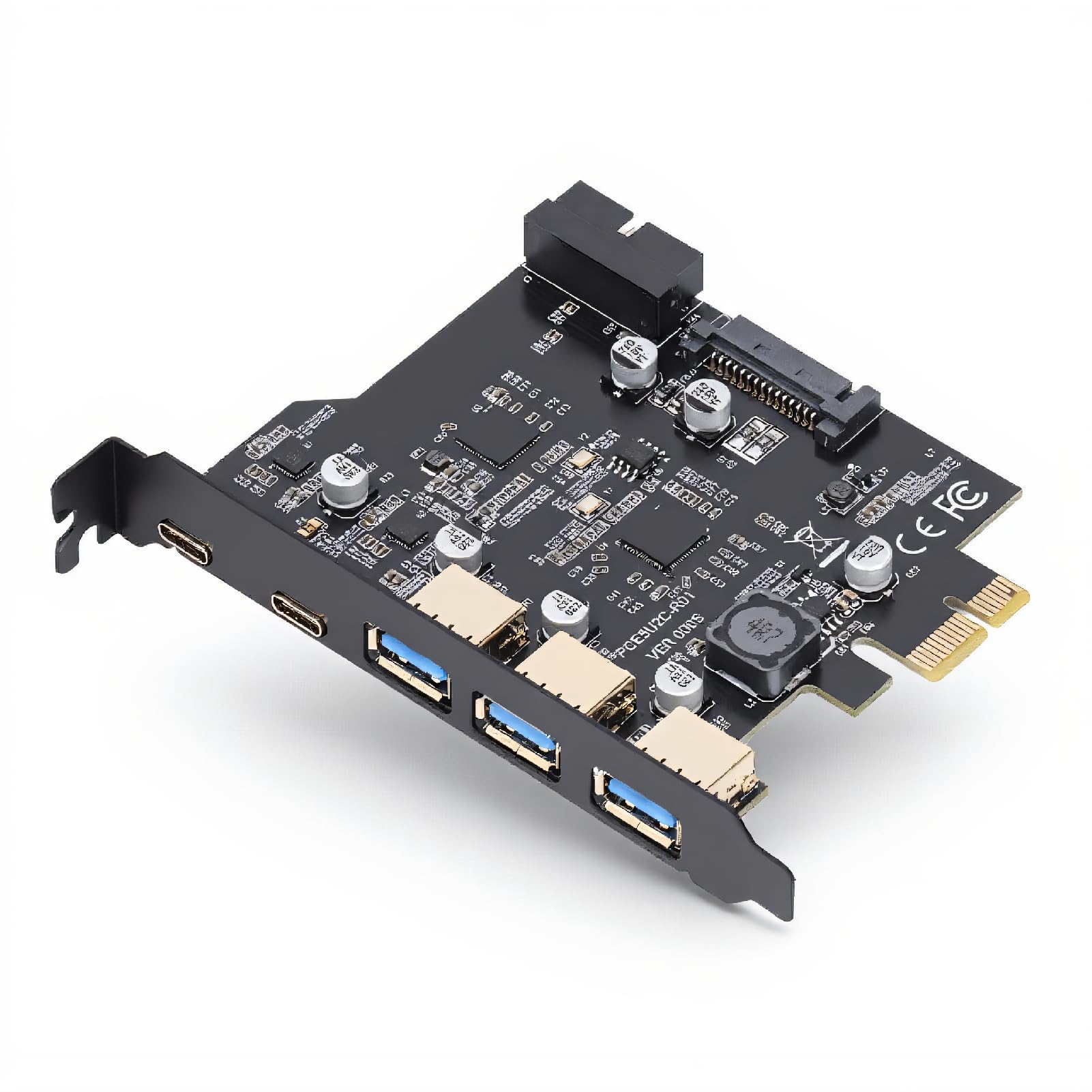 Carte PCIe vers USB 3.2 Gen 2 20 Gbit/s, 5 Ports (3 Type A, 2 Type C), Carte D'extension PCI Express pour Linux et PC OS X