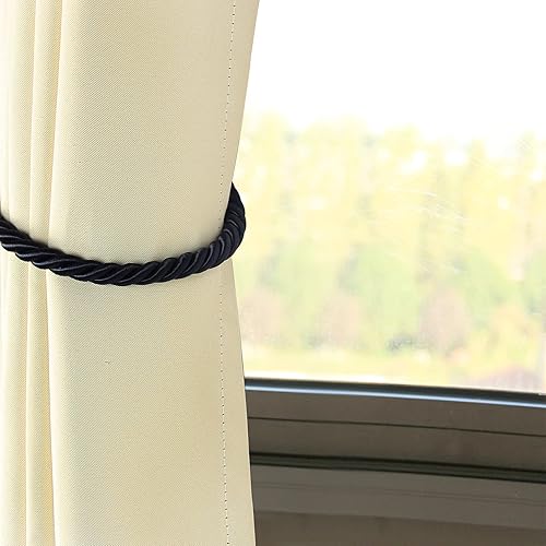 Miniatura 4 de Paquete de 2 alzapaños de cortina de cuerda, lazos decorativos para cortinas con gancho de metal para cortinas del hogar y la oficina