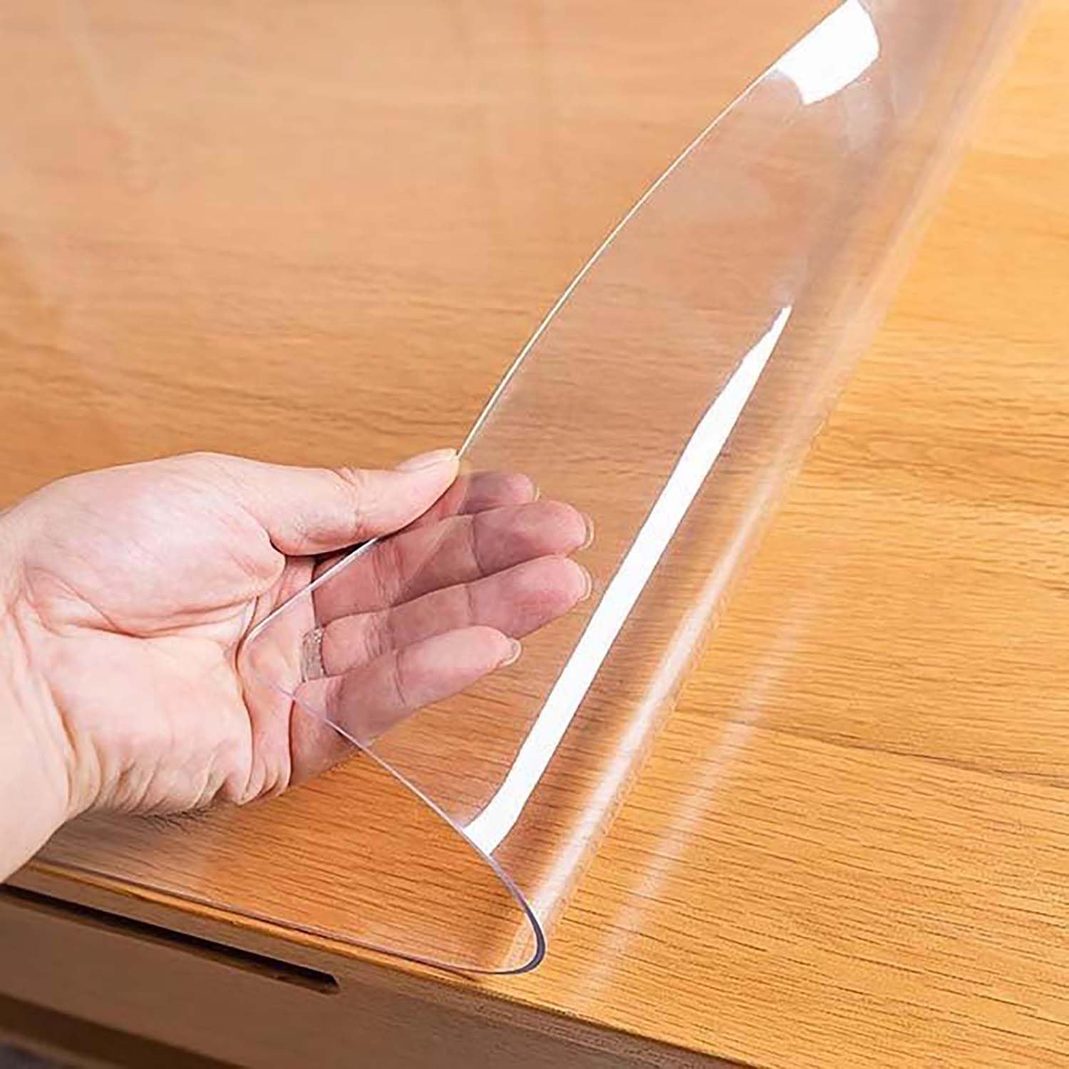 Ffsaacol Clear Table Cover Protector, Transparent Vinyl Desk Pad Waterproof PVC Plastic Table Cover, Table Protector Furniture Covers Anti-Scratch, for Kitchen 3mm,30x30cm/12x12in