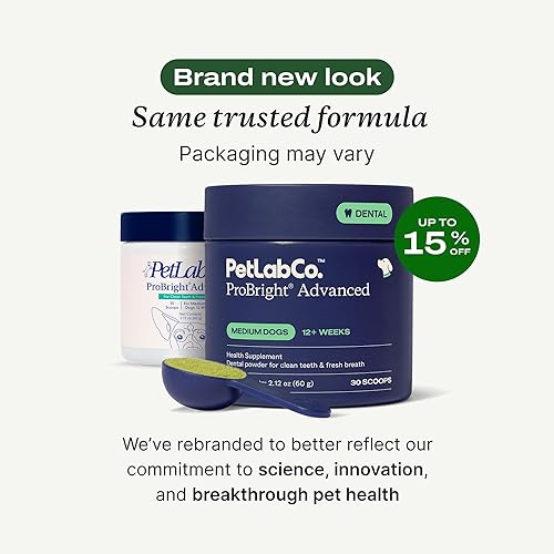 Miniatura 2 de PetLab Co. ProBright Advanced Polvo dental Ambientador de aliento de perro Limpieza de dientes fácil Se dirige al sarro y el mal aliento El