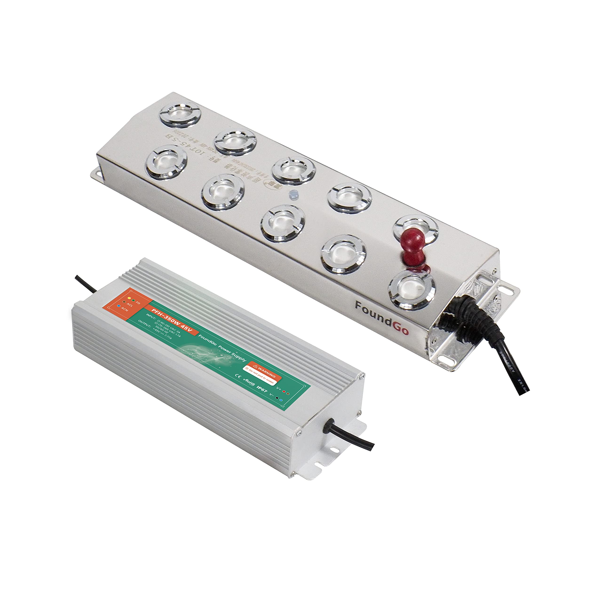FoundGo Ultrasonic Fog Maker Machine - 12 Heads, 400W, For Ponds, Fountains, Halloween Decor (with Buoy & Discs)