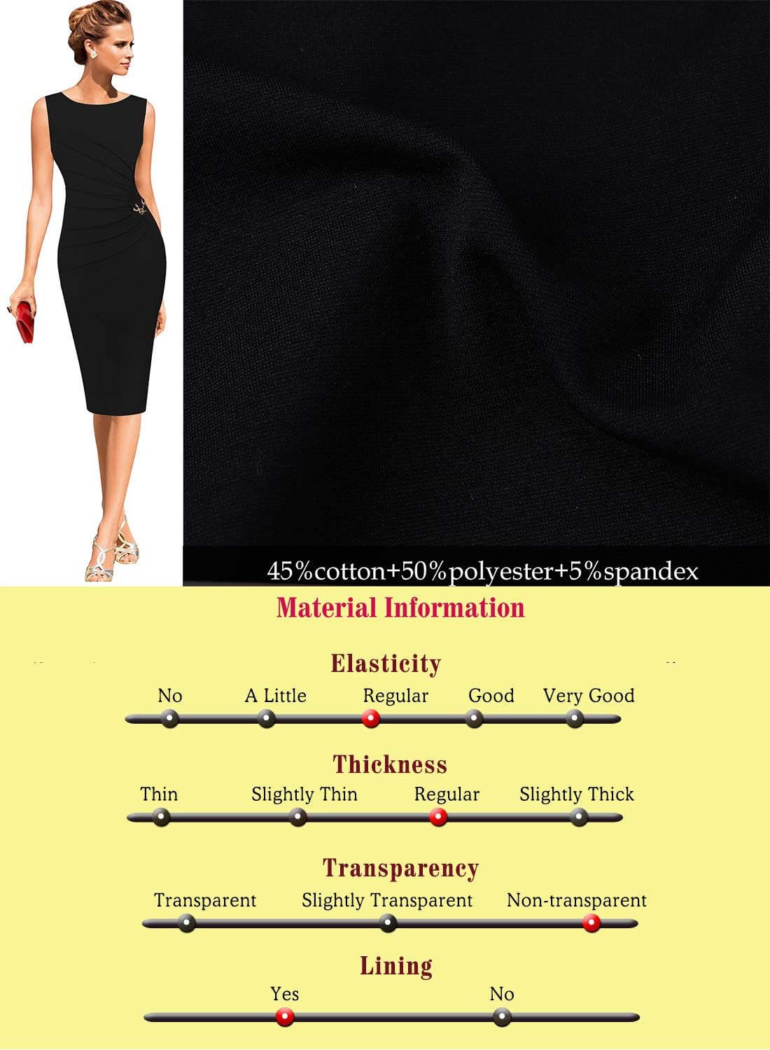VFSHOW Womens Work Office Business Casual Sleeveless Ruched Elegant Professional Church Cocktail Party Pencil Sheath Dress - Image 5