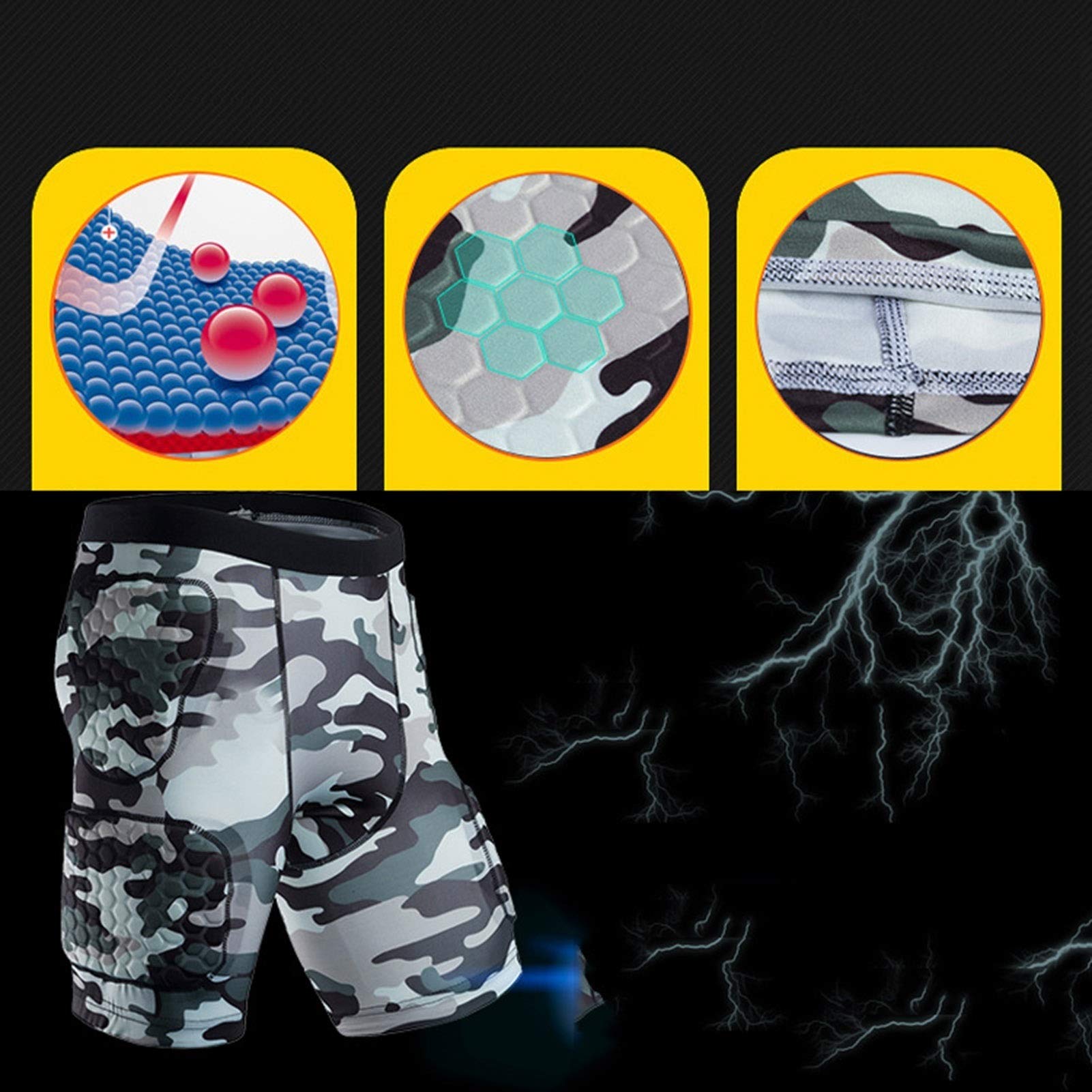 Spodenki rowerowe 3D spodnie do jazdy na rowerze o wysokiej gęstości sześciokątna podkładka ochronna ochrona szybkie odbicie unisex sprzęt do ochrony wstrząsów
