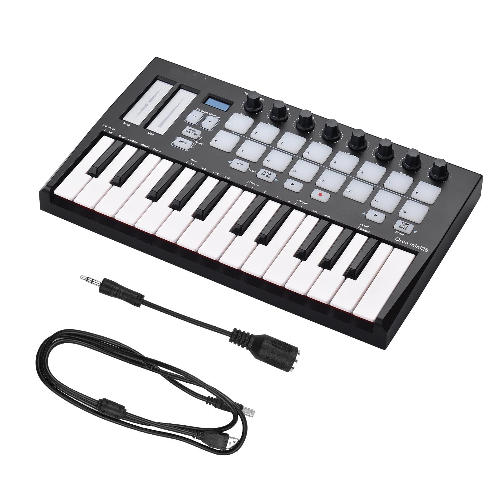 Clavier Piano Portable 25-clé USB MIDI Contrôleur De Clavier avec 16 RVB Pads De Déclenchement Rétro-éclairé 8 Boutons De Commande Assignables