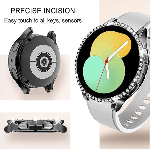 Vista 101 de Correas compatibles con Samsung Galaxy Watch FE / 5/4 de 1.575 pulgadas, correa de metal con diamantes de imitación brillantes de 0.787 pulgadas