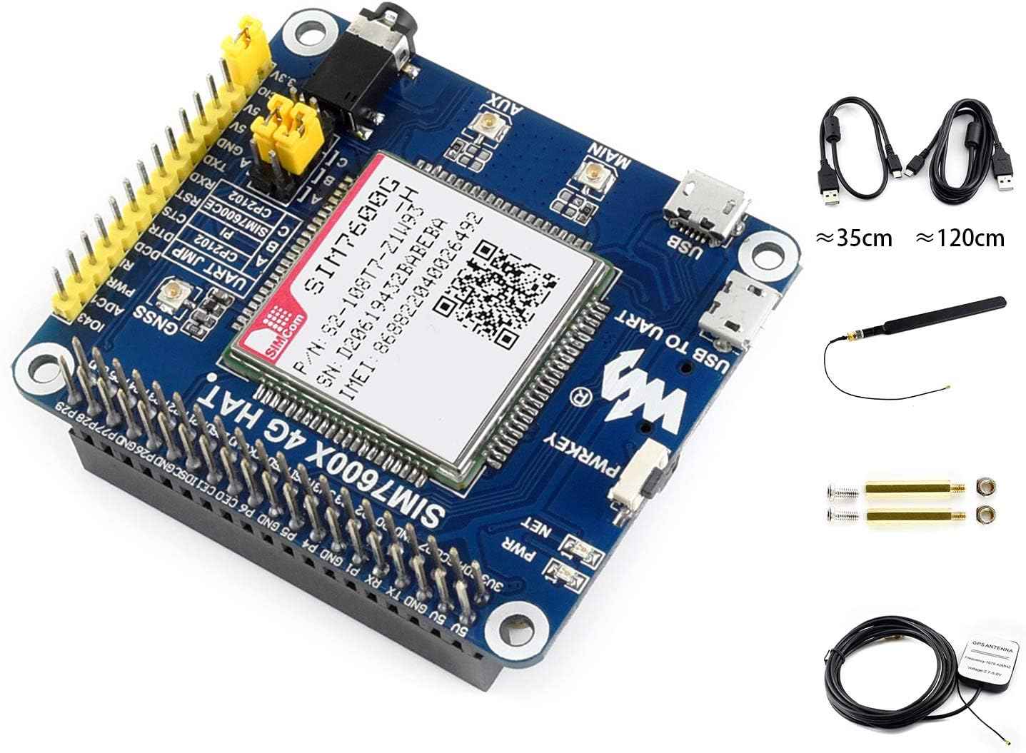 Onе-Dау Sаlе: Uр tо 50% оƒƒ 4G/3G/2G/GSM/GPRS/GNSS HAT for Raspberry Pi 4B/3B+/3B/2B/Zero/Zero W/WH and Jetson Nano/Ard/STM32,Based on SIM7600G-H,Support LTE CAT4 up to 150Mbps Wireless Communication etc (Globally Applicable)