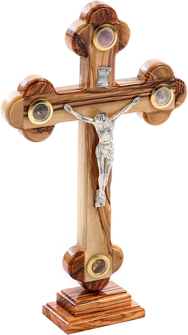 Decorative authentic Holy Land, Israel Cross for hanging or includes stand for display