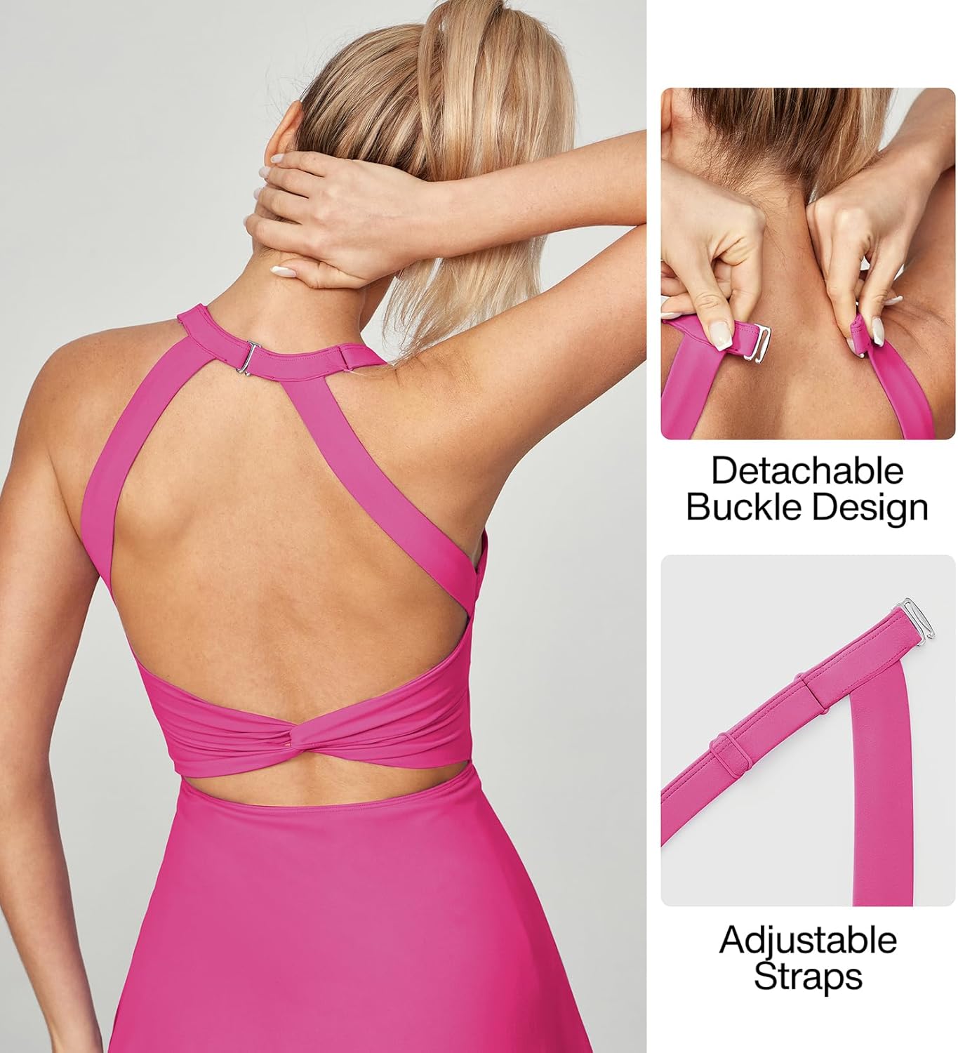 Heathyoga Tennis Dress with Built in Shorts and Bra Athletic Dress for Women Summer Cut Out Twisted Golf Workout Dress - Image 5