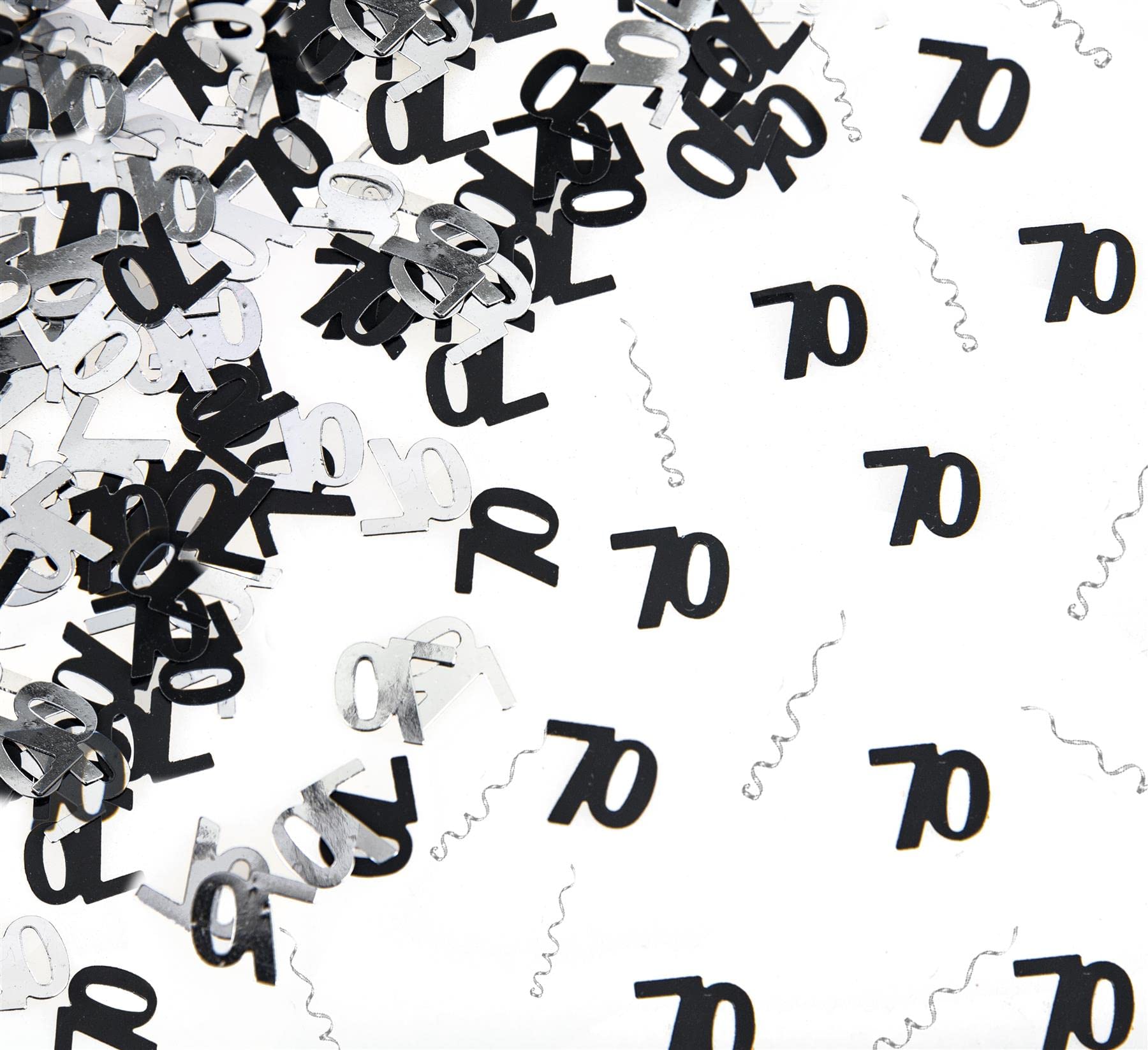 14g Black & Silver 70th Birthday Confetti Foil Metallic Glitz Table Scatter Sprinkles Age Bday Party Decorations