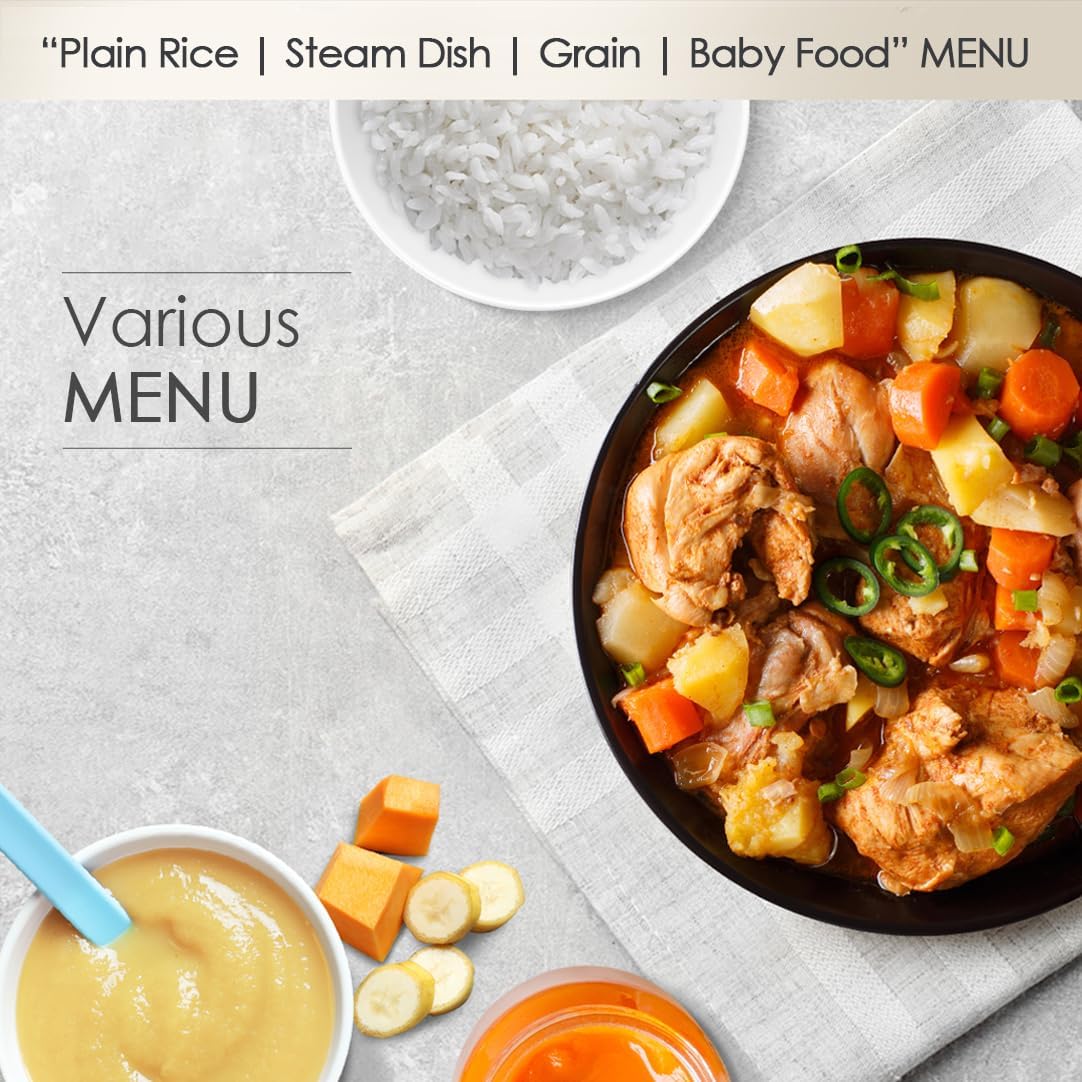 CJE-CD0610US | Micom Rice Cooker 6 Cup (Uncooked), 12 Cup (Cooked) | Warmer | 6 Person, 1.4Quarts | Auto Steam Clean | Direct Touch control | Nonstick Inner Pot | Baby Food Menu | Inner Pot | White