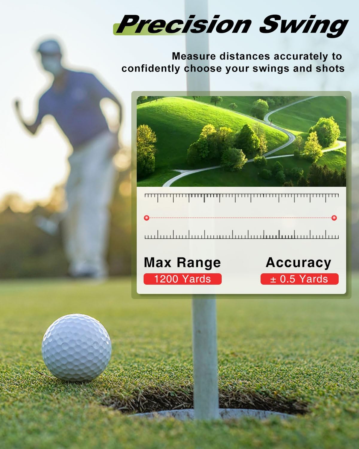1200 Yards Range Finder Golf, 7X Magnification Golf Rangefinder with Slope, Laser Range Finder with Flag Lock, 0.5 Yard Accuracy, Ideal Golf Accessories for Golfers & Hunting - Image 4
